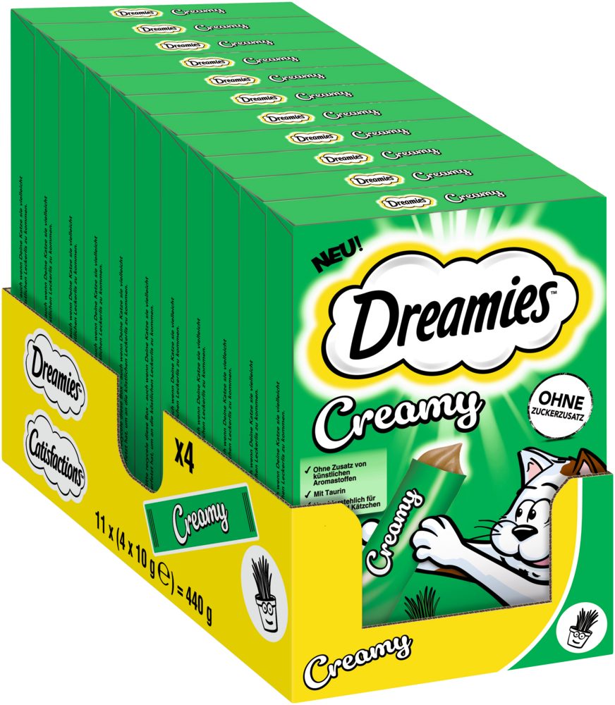 Dreamies DREAMIES™ CREAMY Multipack Katzenminze 11 x 4 x 10g, Snack für: Katze