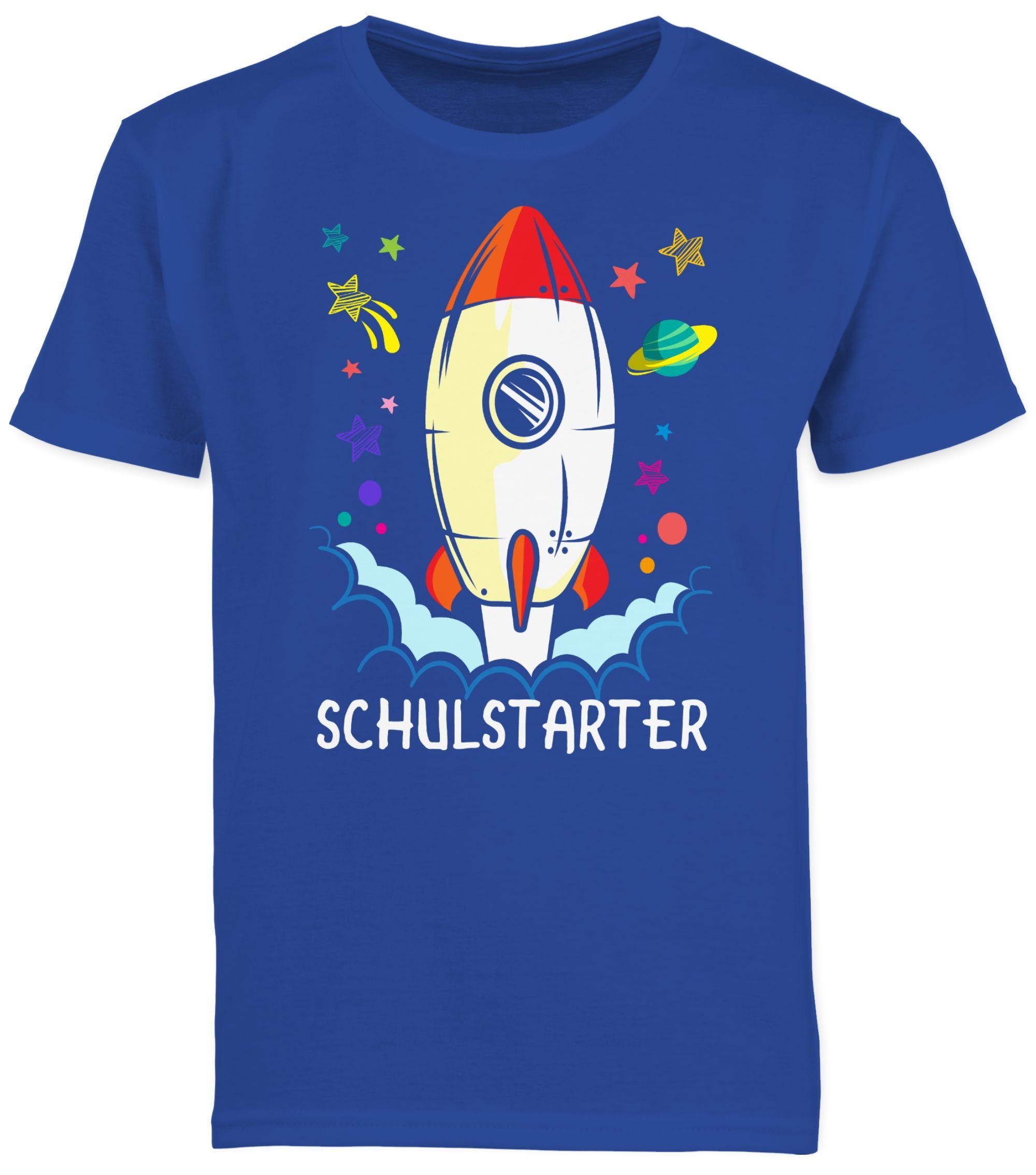 Shirtracer T-Shirt Junge Geschenke - bunt 2 Einschulung Royalblau Schulanfang Schulstarter Rakete
