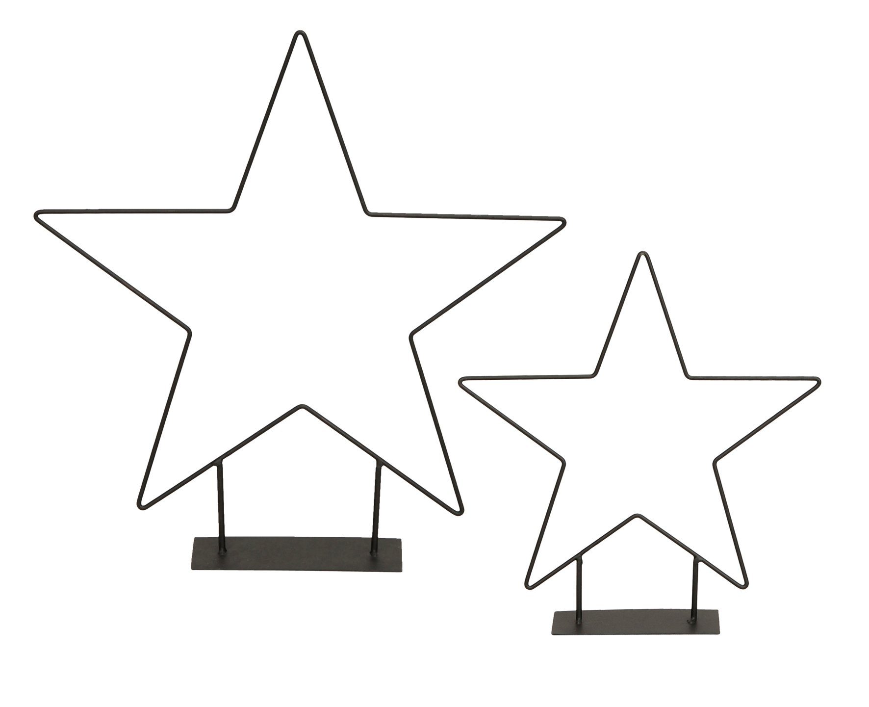 Spetebo Dekoobjekt Metall Stern Aufsteller 2er Set schwarz - 40 / 30 (2er Set, 2 St., schwarze Metall Sterne), Weihnachts Tisch Deko zum Hinstellen