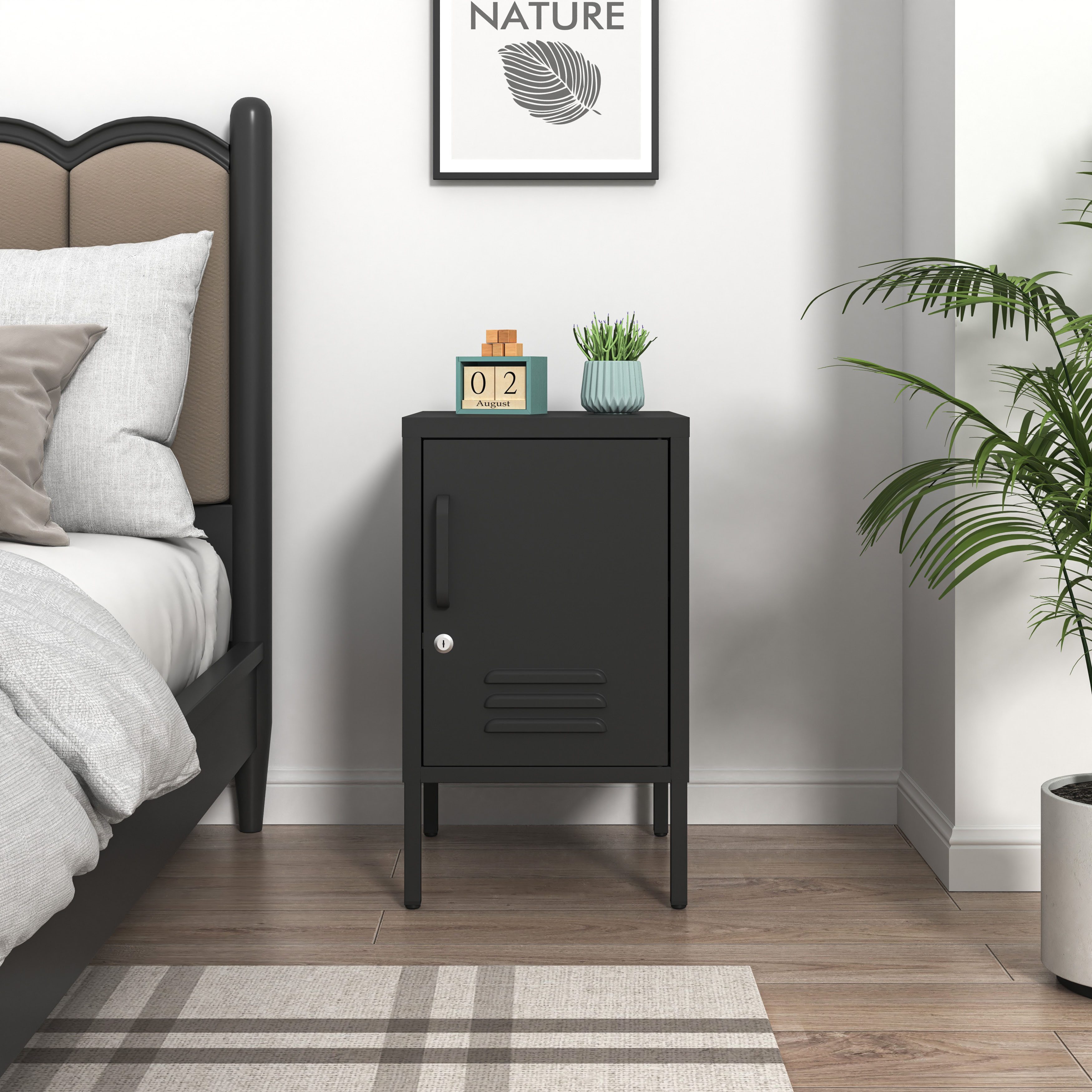 INOSIGN Nachtkommode Nachttisch Nachtkonsole Beistelltisch Metallschrank Siena (in 4 Farben aus Metall Stahlschrank Bestseller), in der Höhe verstellbar, abschließbar