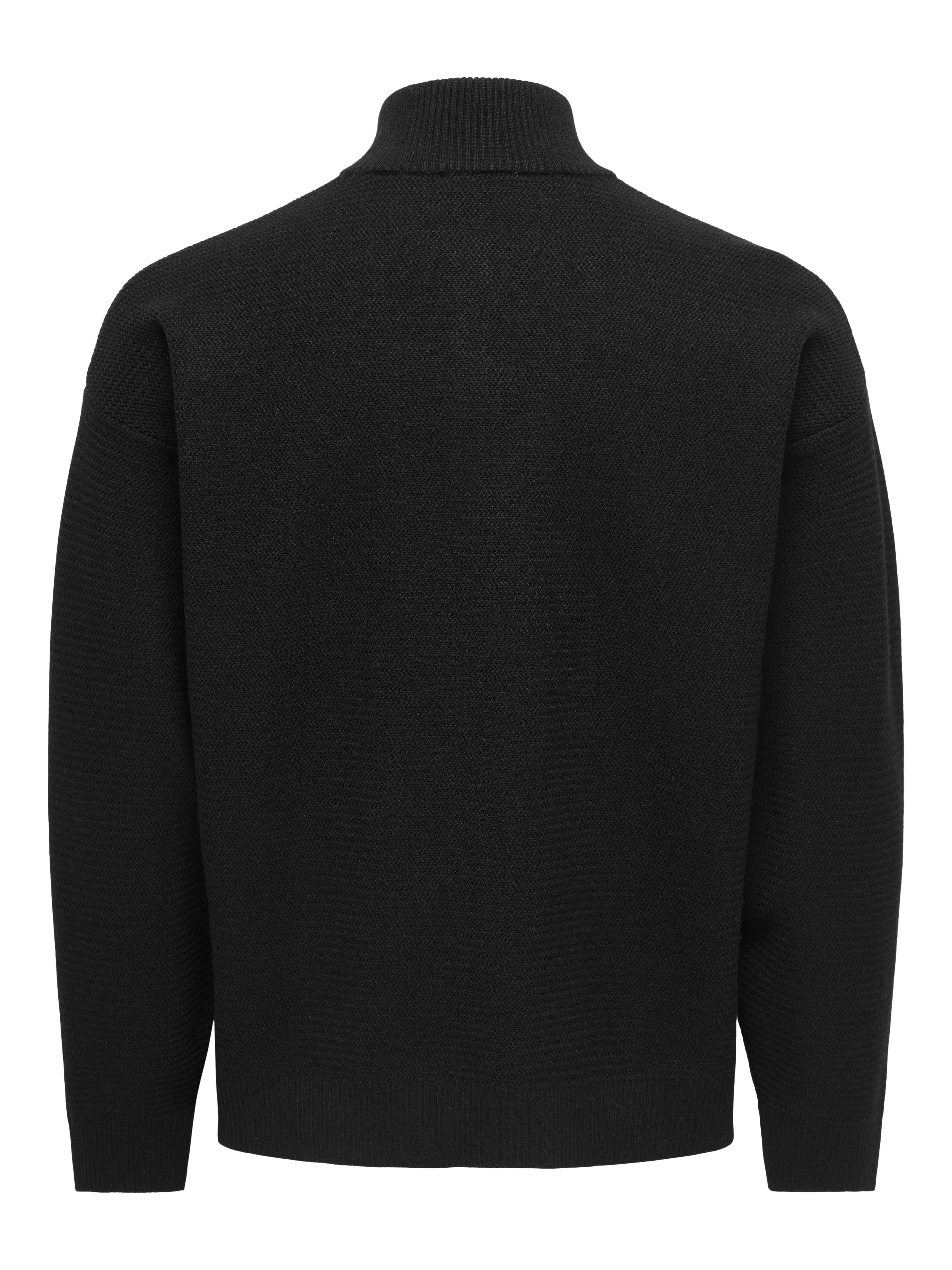 ONLY & SONS Troyer ONSCARTER REG JAQUARD 1/2 ZIP OTL Viskosemischung, regular fit – Bild 5 von 5