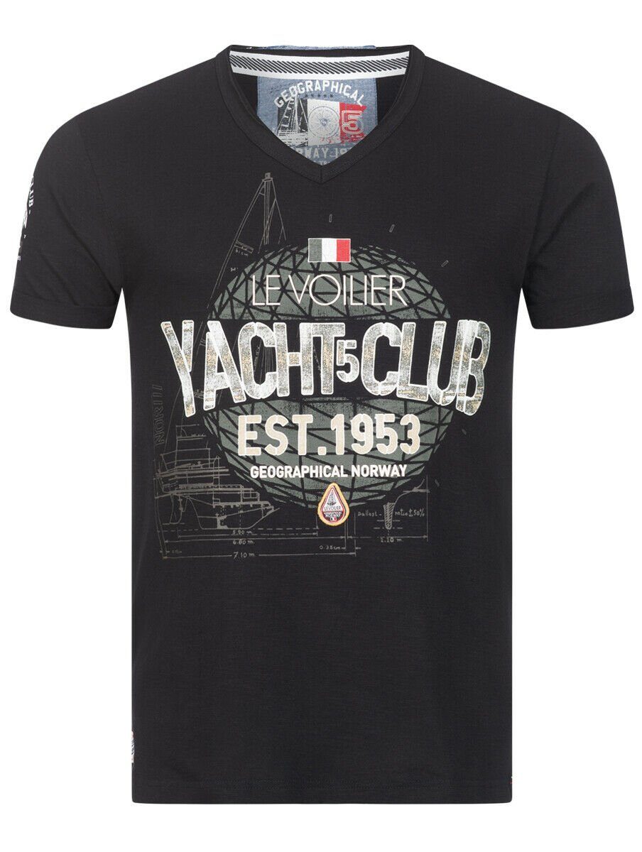 Geographical Norway Kurzarmshirt Geographical Norway T-Shirt Herren Shirt Hemd Sommer Baumwolle Print