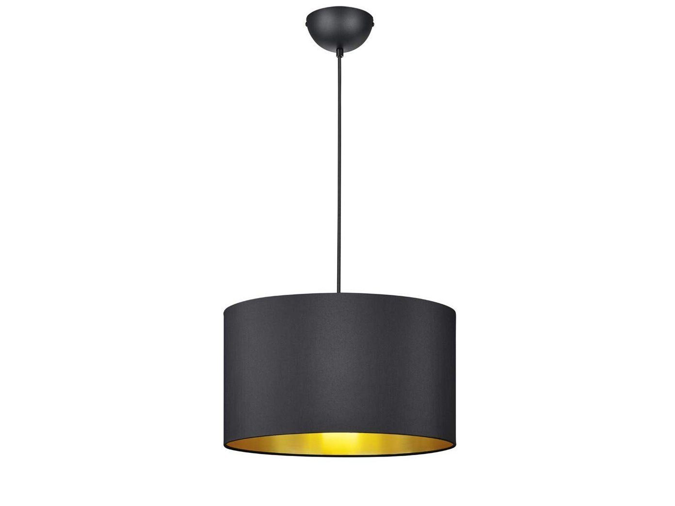 TRIO Leuchten LED Pendelleuchte, Dimmfunktion, LED wechselbar, Warmweiß, groß-e Designklassiker Lampe hängend, Stoff Lampenschirm Schwarz Gold