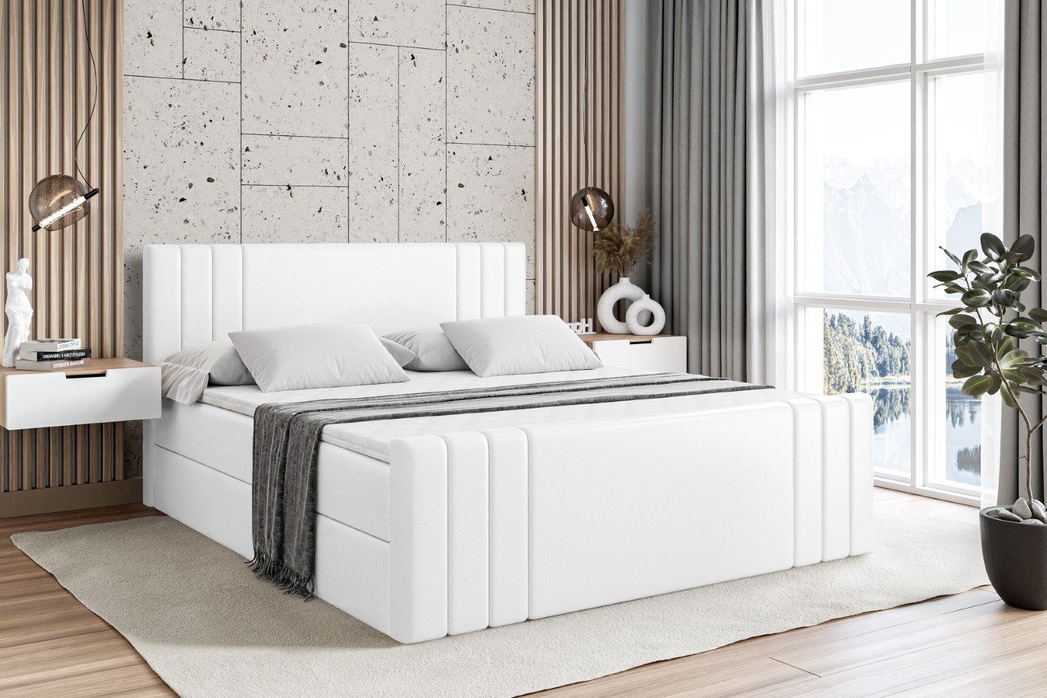 ALTDECOR Boxbett IDRIKO-Z (Multipocket-Matratze H4, H3 Matratze Bonellfederung, Topper, Kopfteil), Doppelbett mit Fußteil