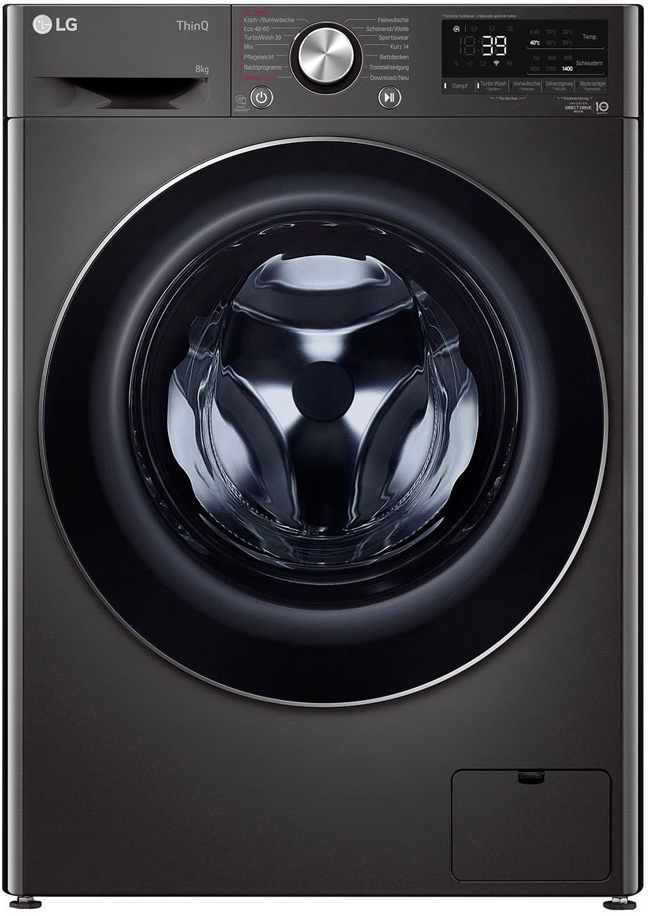 LG Waschmaschine F4WV708P2BA, 8 kg, 1400 U/min, TurboWash® - Waschen in nur 39 Minuten