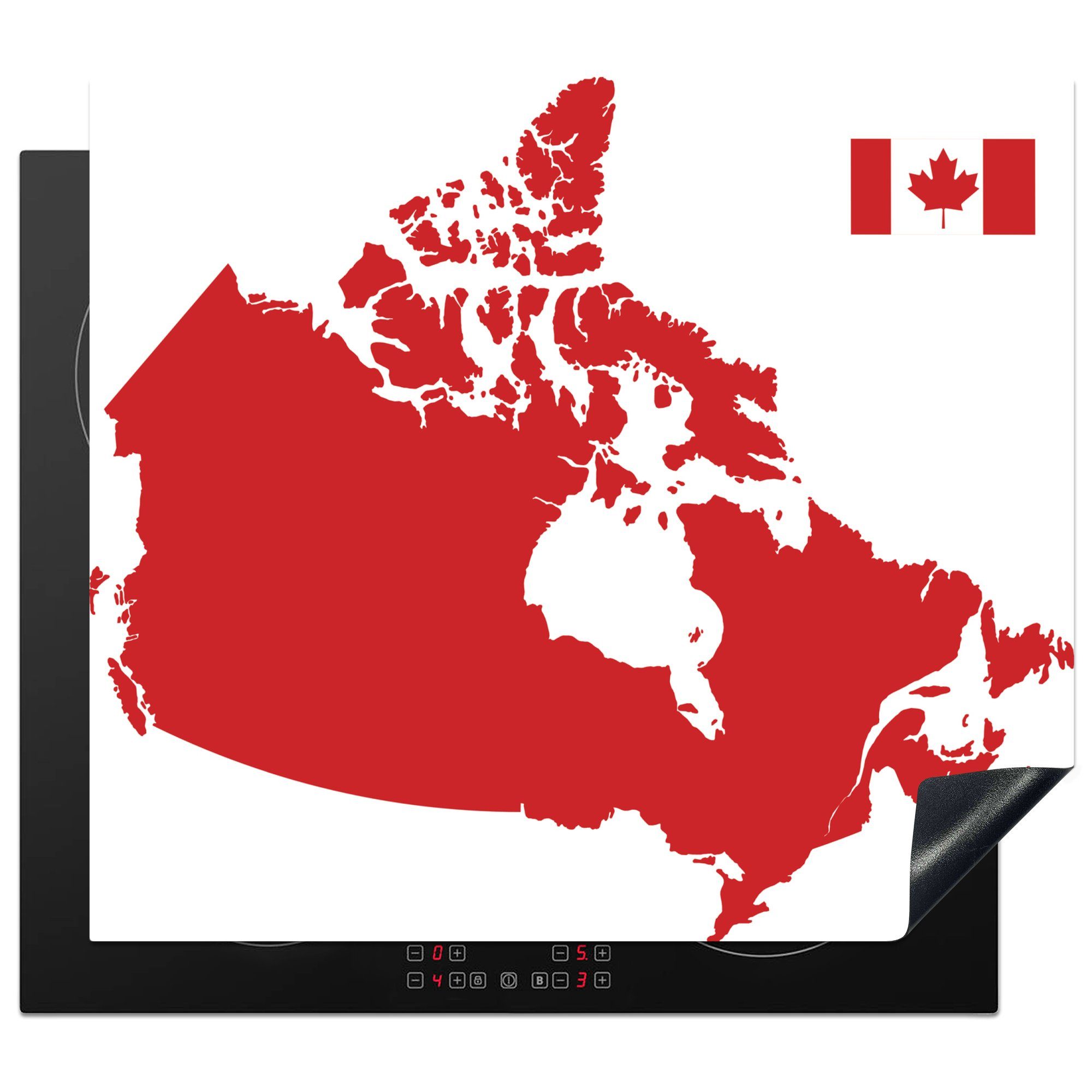 MuchoWow Herdblende-/Abdeckplatte Eine Illustration von Arbeitsfläche Kanada (1 Ceranfeldabdeckung Rot, Mobile cm, Vinyl, nutzbar, 60x52 in tlg)