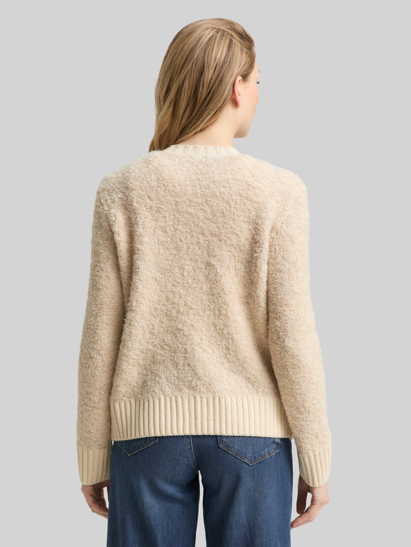 TOM TAILOR Cardigan Pullover & Strickjacken Bouclé Cardigan mit Wollanteil
