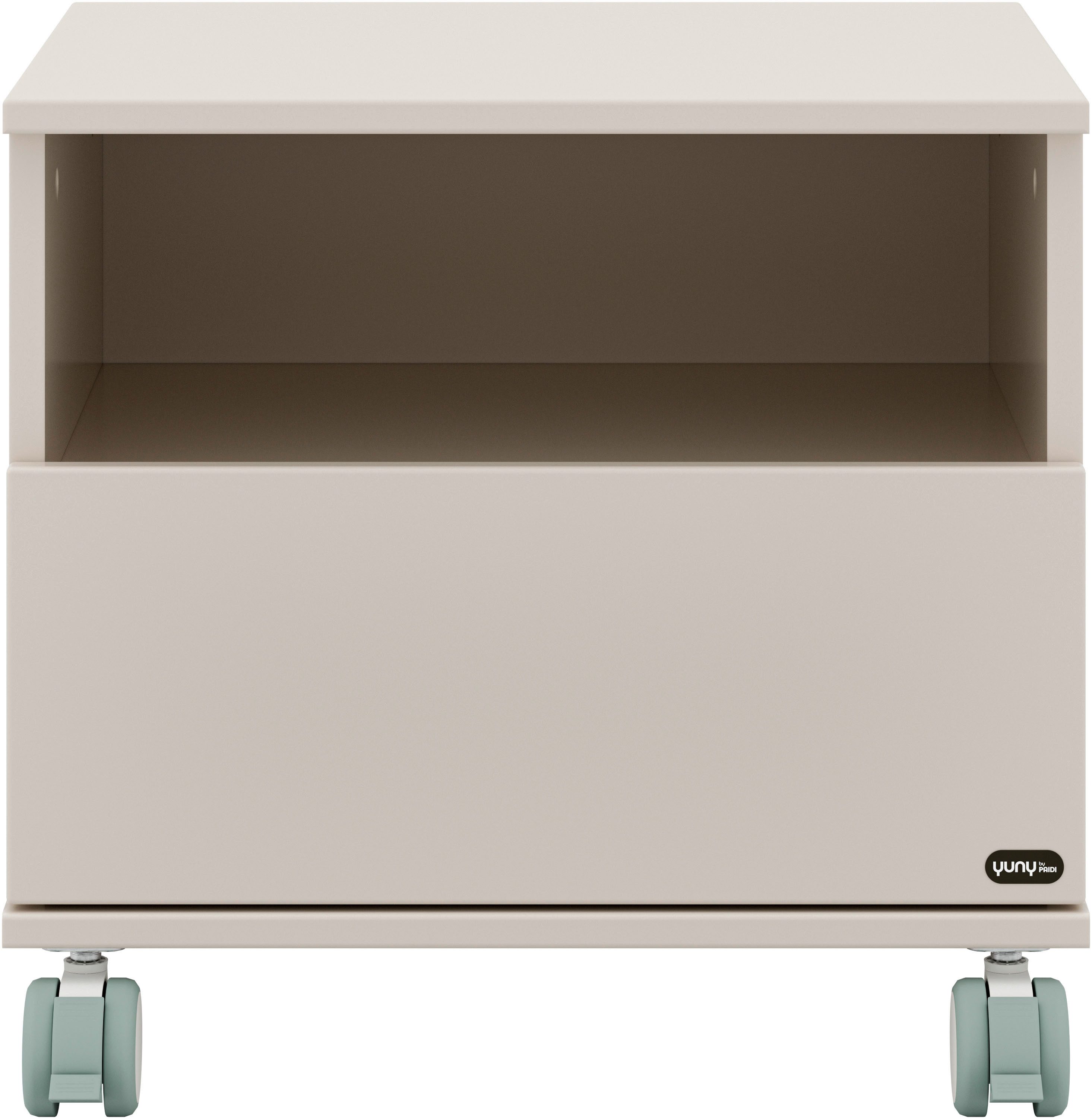 YUNY by PAIDI Nachtkommode SISTER LOU mit Ablagefach und Schublade, feststellbarer Rollcontainer, Beige, Soft-Close