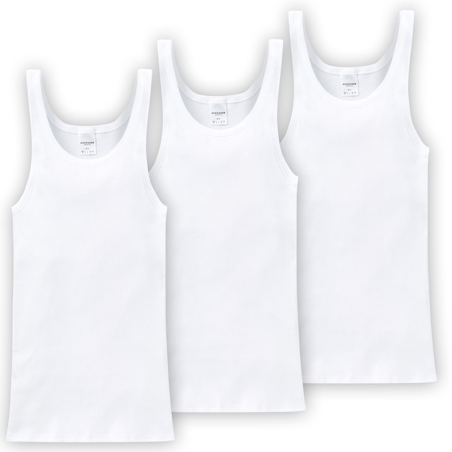 in Basic-Unterhemd Schiesser 4 Basic Top-Markenqualtiät (3-St) Unterhemd x schlichtes weiß