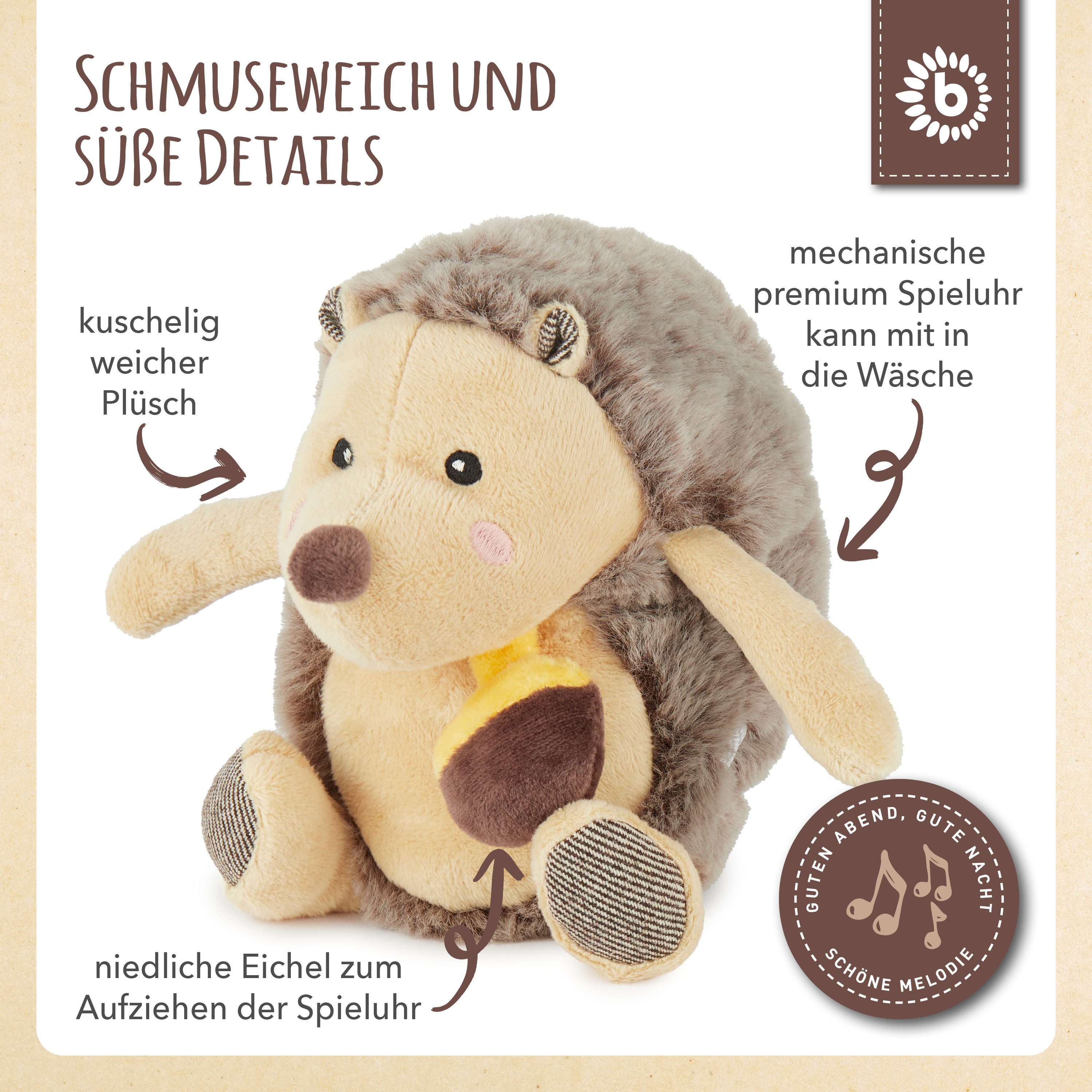 BIECO Spieluhr Bieco Musikspieluhr Igel ca. 20 cm Baby