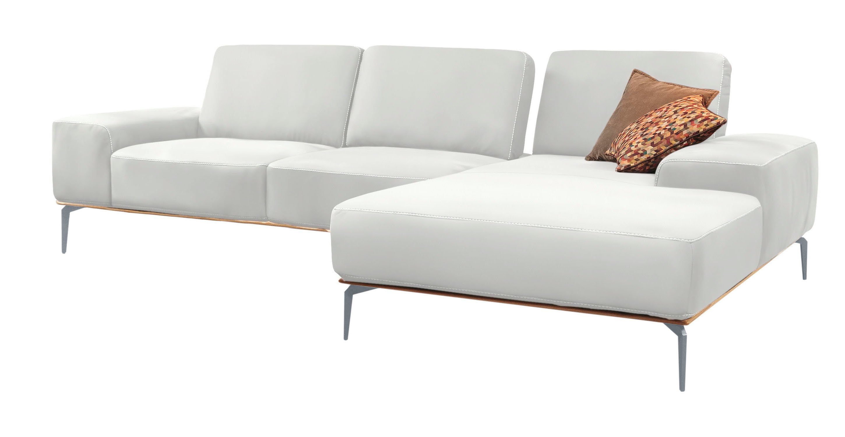 W.SCHILLIG Ecksofa run, Designsofa mit tollem Sitzkomfort, bequem, L-Form, mit elegantem Holzsockel, Füße in Silber matt, Breite 319 cm