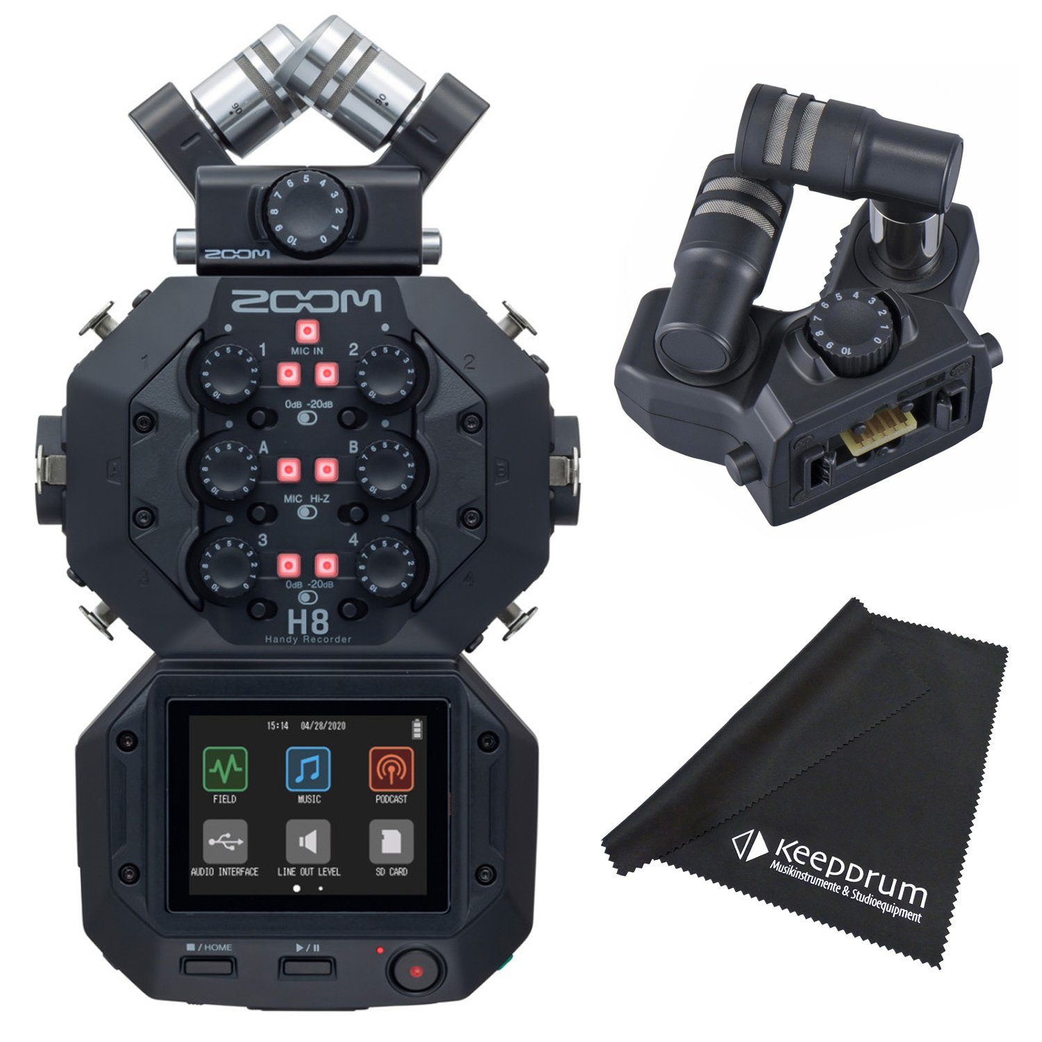 Zoom H8 Audio-Recorder mit XAH-8 Mikrofon-Kapsel Digitales Aufnahmegerät