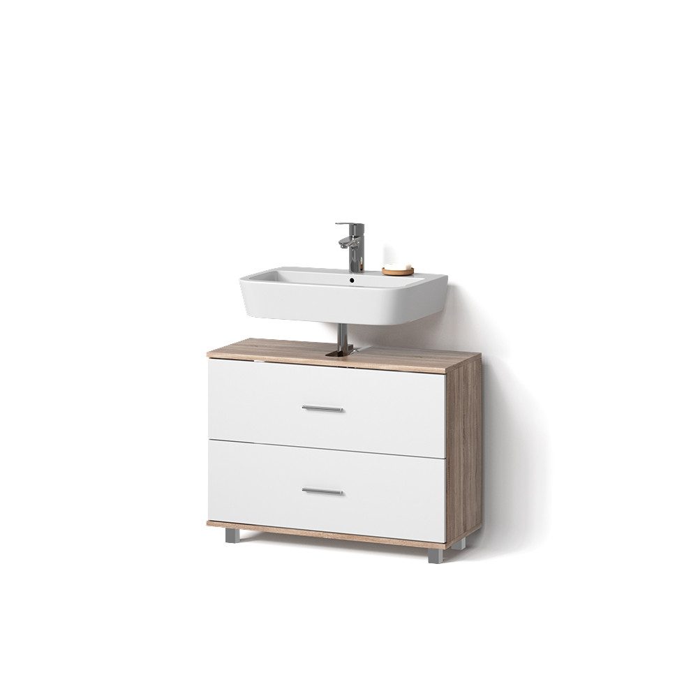 Livinity® Waschbeckenunterschrank Eisak, Weiß/Sonoma/Sonoma, 80 x 60.8 cm günstig online kaufen