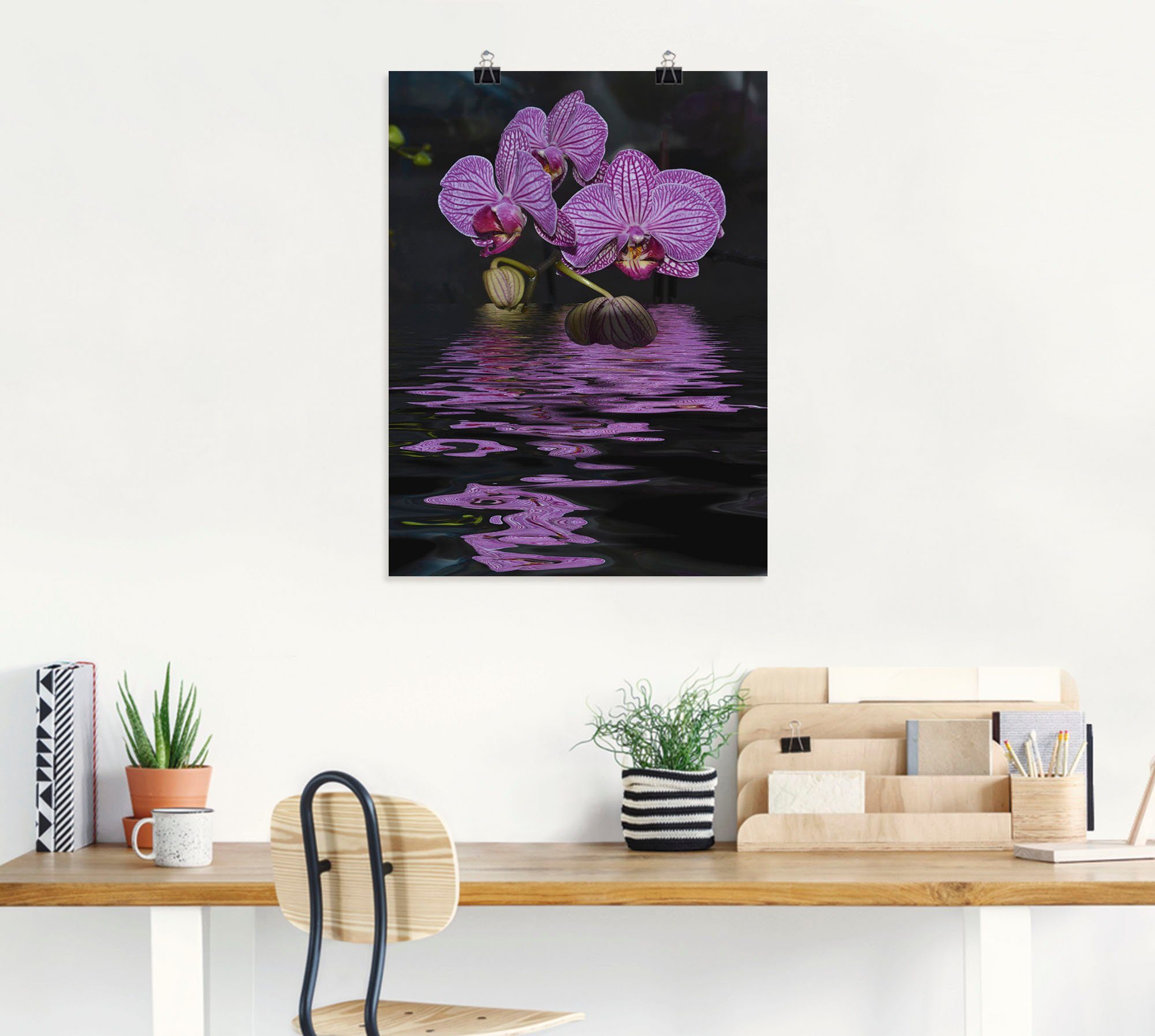Artland Wandbild Wasserorchidee, oder Wandaufkleber (1 Blumen Alubild, als in Leinwandbild, Poster Größen versch. St)