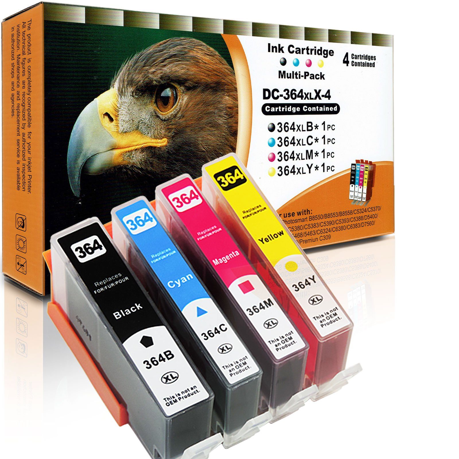 Tonerkartusche Kompatibel HP 364XL Multipack 4-Farben (Schwarz, Cyan, Magenta, Gelb), (Set)