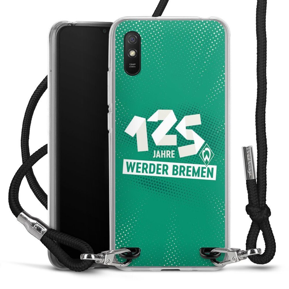 DeinDesign Handyhülle 125 Jahre Werder Bremen Offizielles Lizenzprodukt, Xiaomi Redmi 9A Handykette Hülle mit Band Case zum Umhängen