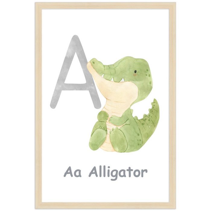 Mende Frames Bild mit Rahmen A - Alligator Poster für Kinderzimmer