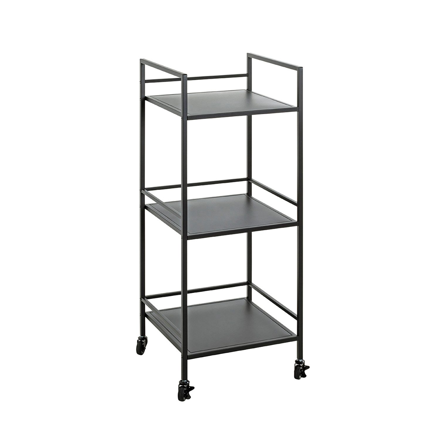 HAKU Beistelltisch ARNE 2 Tisch - schwarz - Metall - H. 92cm x B. 35cm - Sofatisch (1xBeistelltisch auf Rollen, Dekotisch - kleiner Tisch), Tisch - Ablagetisch - Couchtisch - Sofatisch