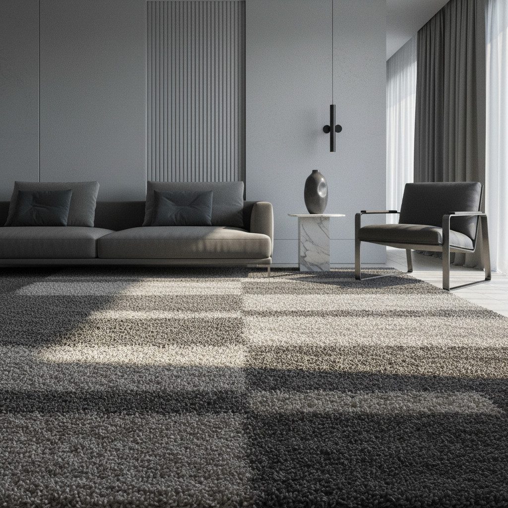 KADIMA DESIGN Teppich Hochflor Teppich Rund WERFEN Kariert Flur Läufer Schlafzimmer, Läufer, Höhe: 32 mm, Taupe, 60x110 cm, Wohnzimmerteppich Esszimmer Strapazierfähig Waschbar