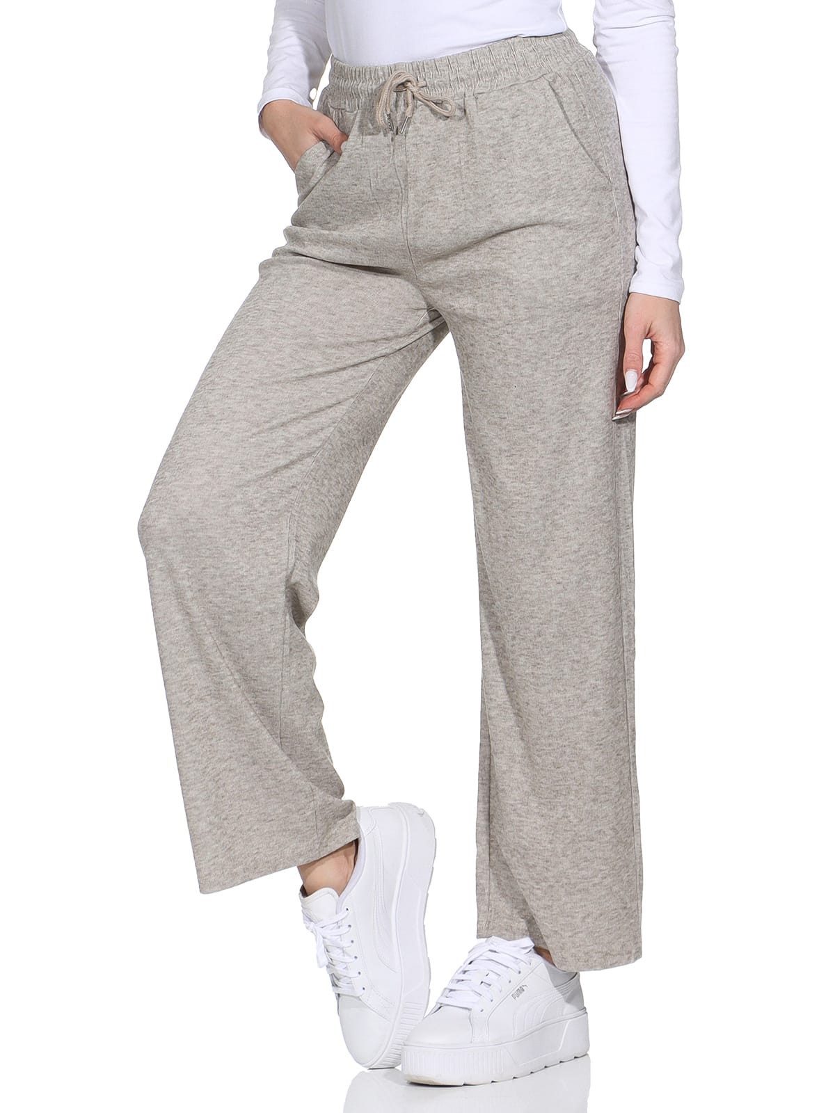 OriginalYou Jogginghose Damen Sweathose leichte Freizeit Jogginghose mit Gummibund, mit Schnürung, in Uni-meliert