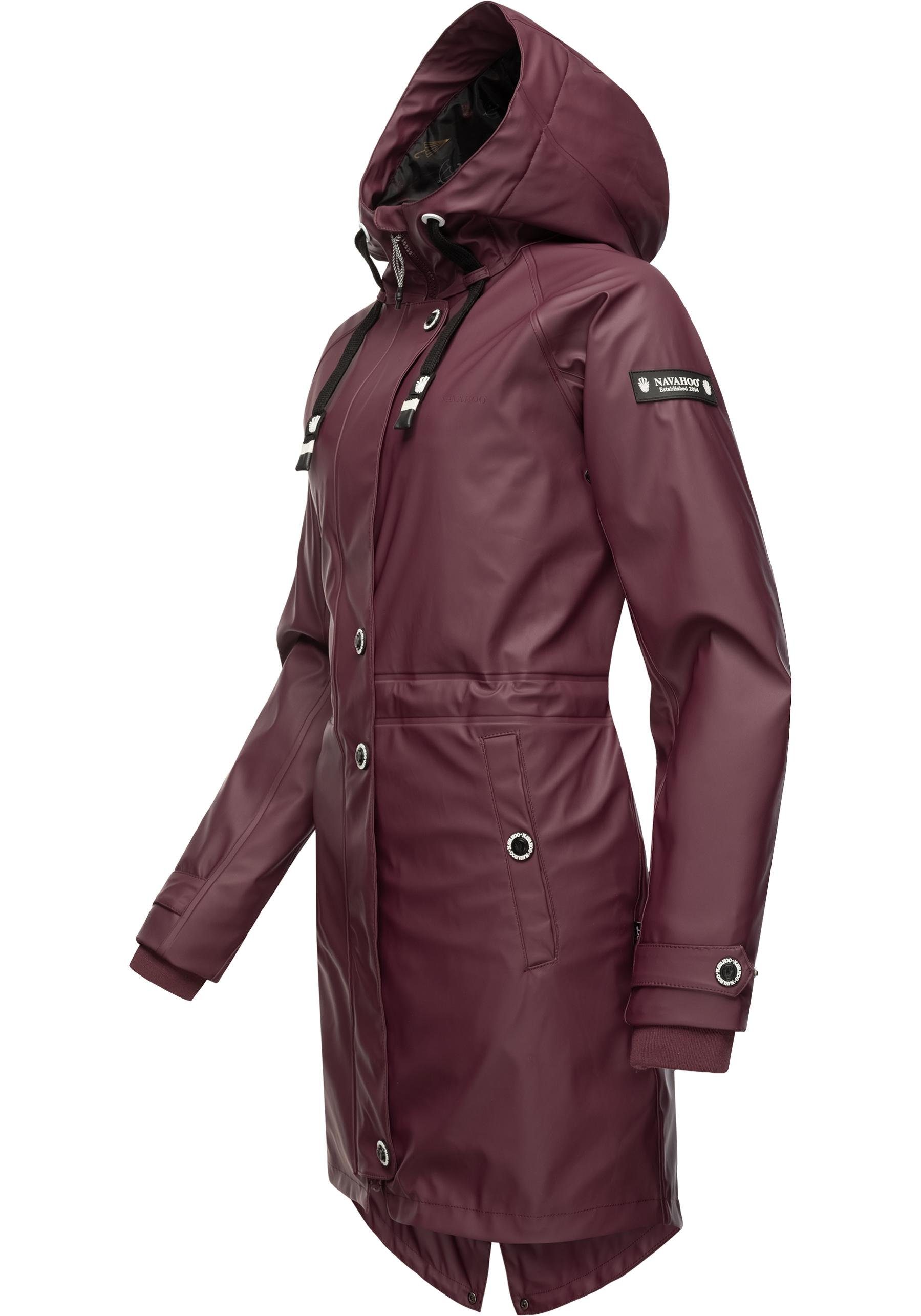 Navahoo Regenjacke Rainy Flower Damen mit Regenmantel Kapuze modischer weinrot