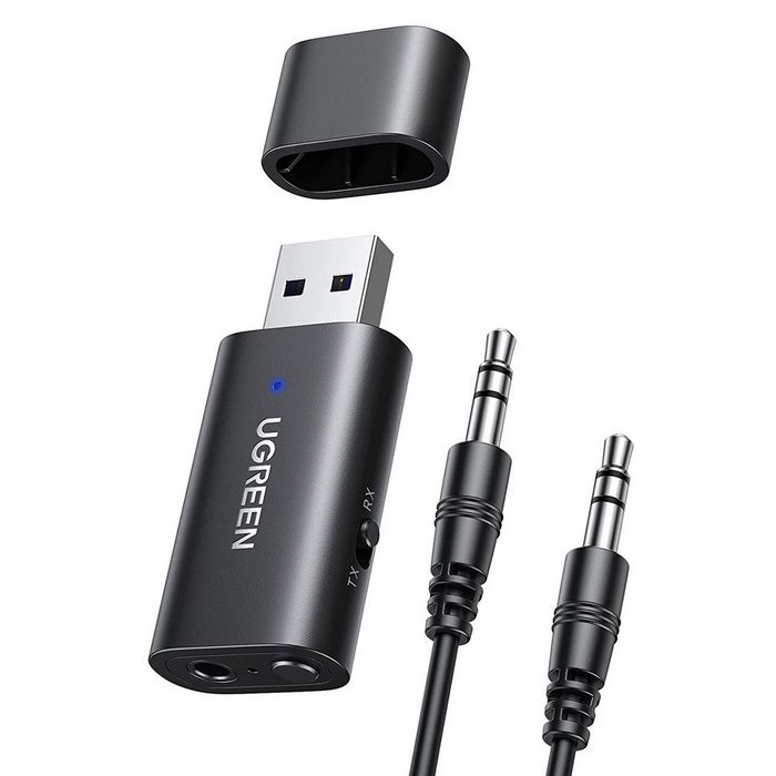 UGREEN 5.1 Bluetooth Adapter 2 in 1 Bluetooth Sender TV und Bluetooth Empfänger Klinke Audio mit 1m Aux Kabel für PC Laptop Kopfhörer Bluetooth-Adapter