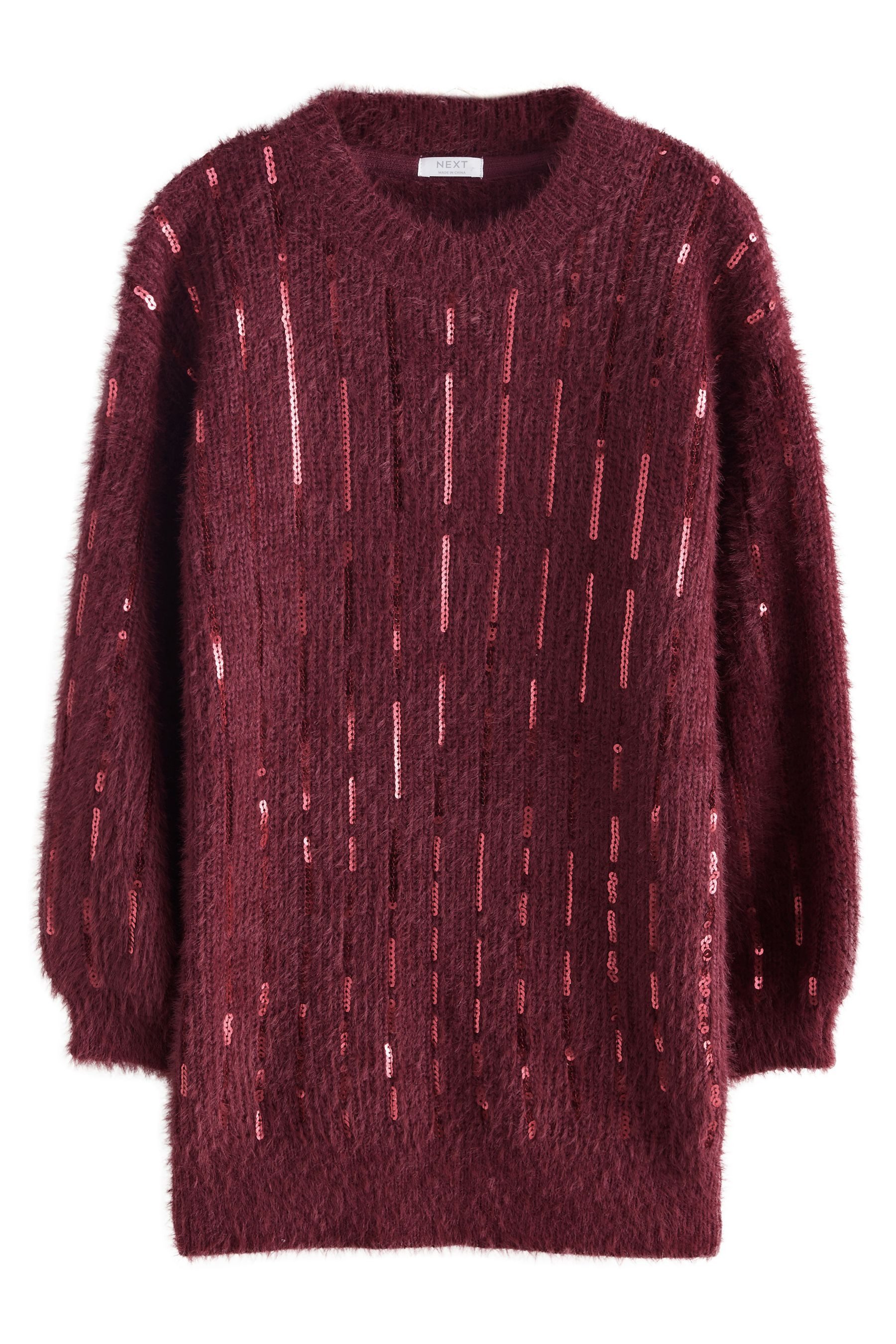 Next Strickkleid Gestreiftes Weihnachtspulloverkleid mit Pailletten (1-tlg)