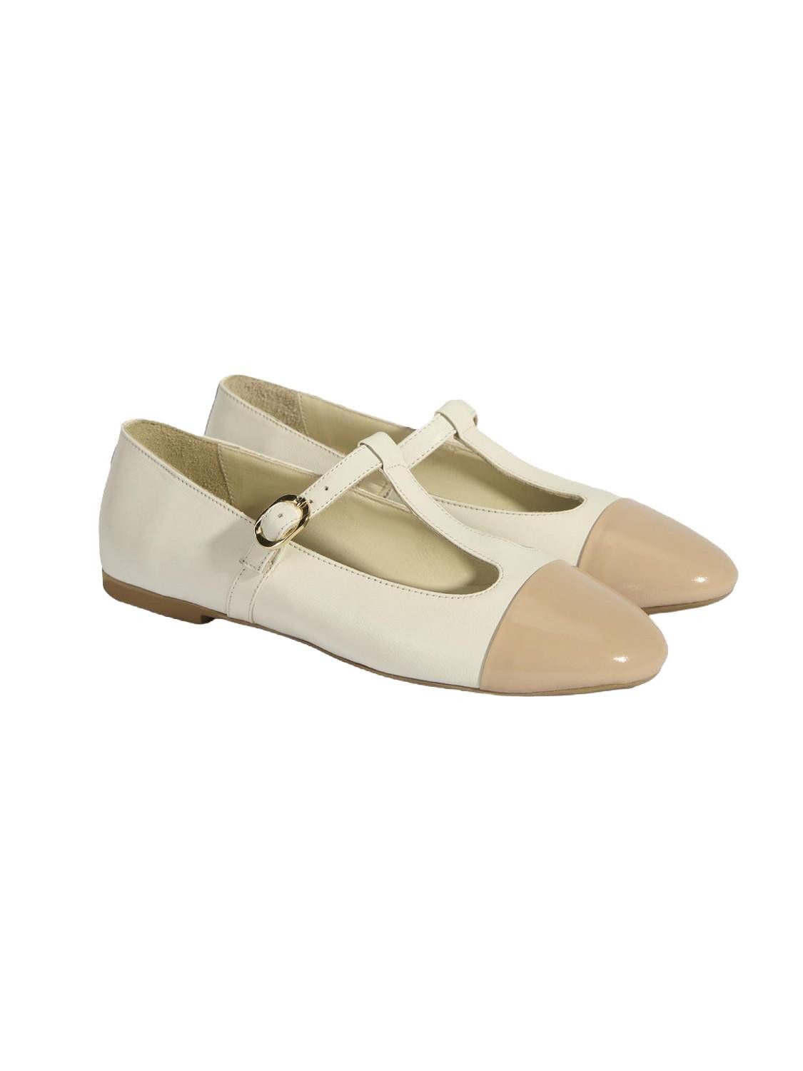 Desa Damen-Ballerinas aus Lackleder – Schnallenverschluss, flacher Absatz Ballettschuh
