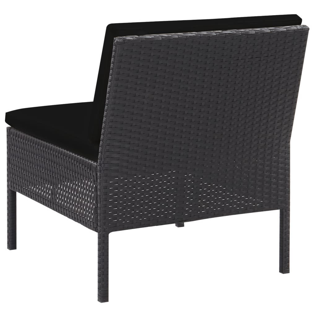 (5-tlg) Garten-Sofagarnitur vidaXL 5-tlg. Rattan Gartenlounge-Set Auflagen mit Poly Schwarz,