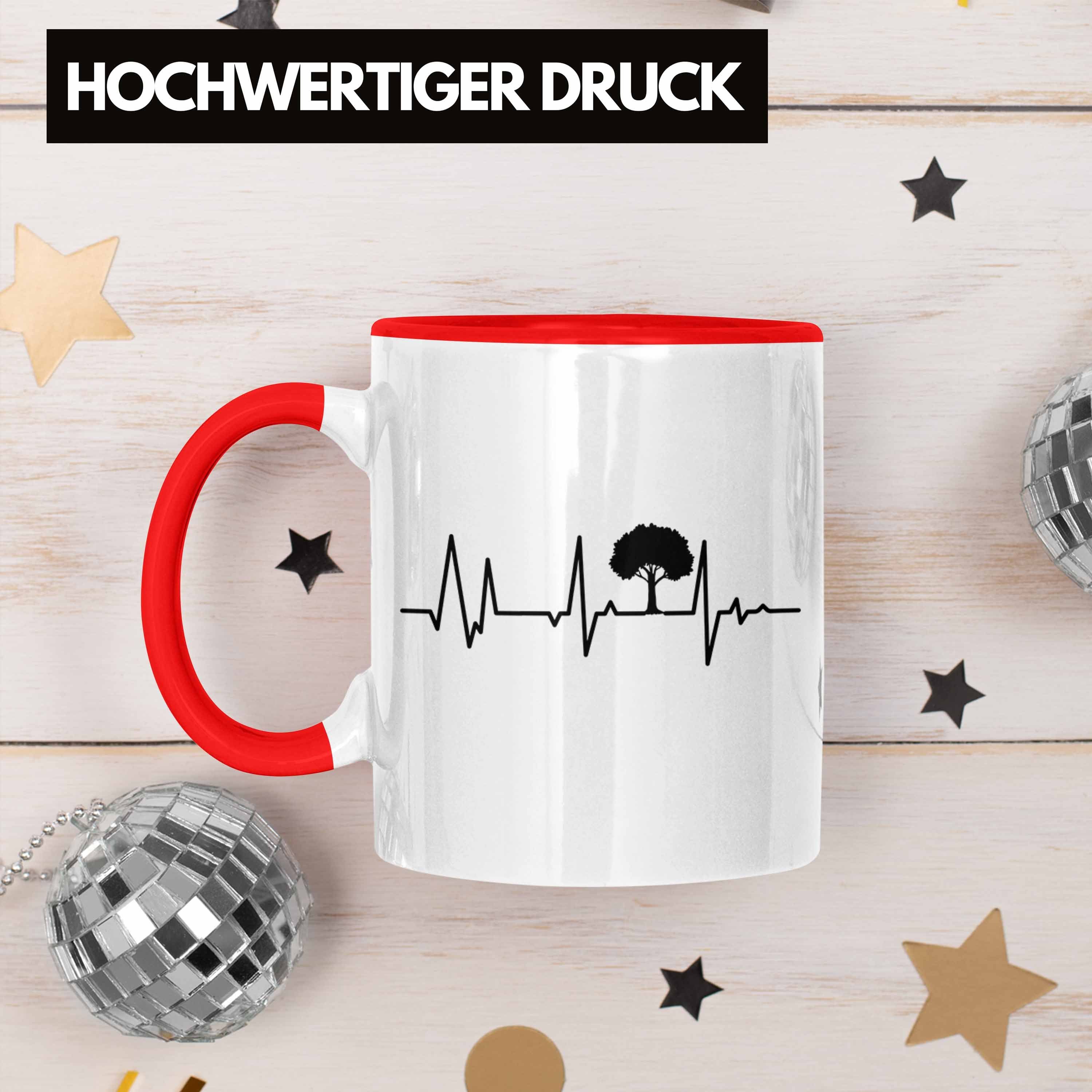 Pflanzen Trendation Rot Lustiger Vegan Geschenk Trendation Geschenkidee Herzschlag Spruch Vegane Spruch Baum Veganer Lebensweise Tasse Veganerin - Tasse