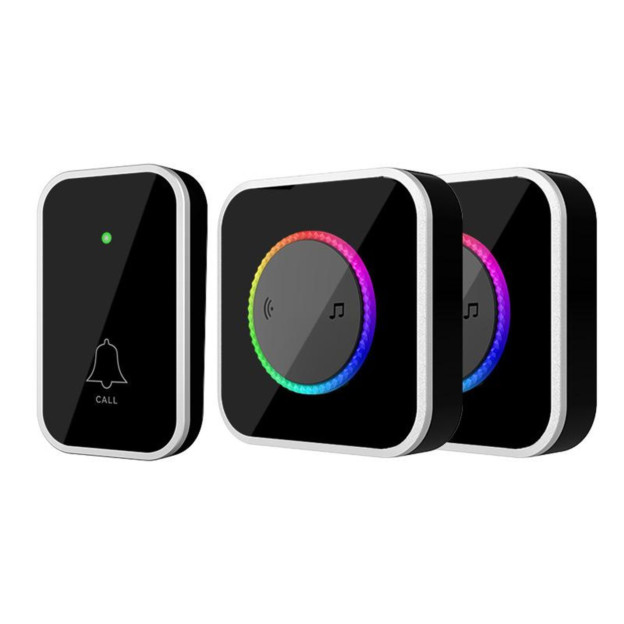 FELIXLEO Türklingel-Set Intelligent Türklingel Funk Set IP44 Sender 2 Empfänger Schwarz