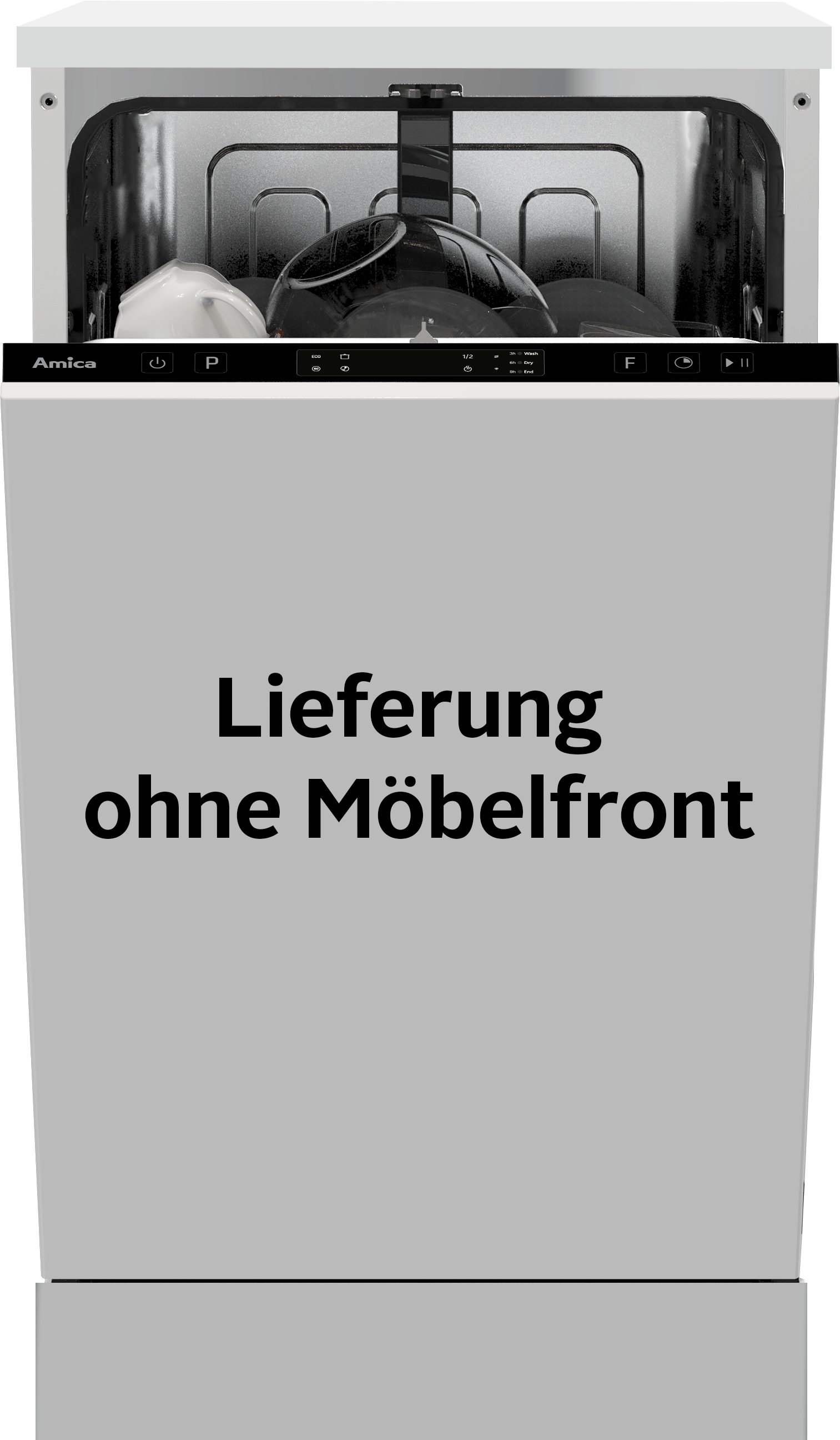Amica vollintegrierbarer Geschirrspüler EGSPV 580 490, 9 l, 10 Maßgedecke, 10 Maßgedecke – Viel Platz auf kompakten 45 cm Breite