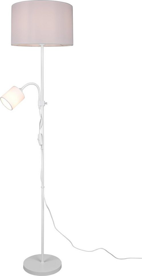 TRIO Leuchten Stehlampe OWEN, Ein-/Ausschalter, ohne Leuchtmittel, Getrennt  schaltbar, Lesearm flexibel, Höhe 160 cm, Leuchtmittel frei wählbar