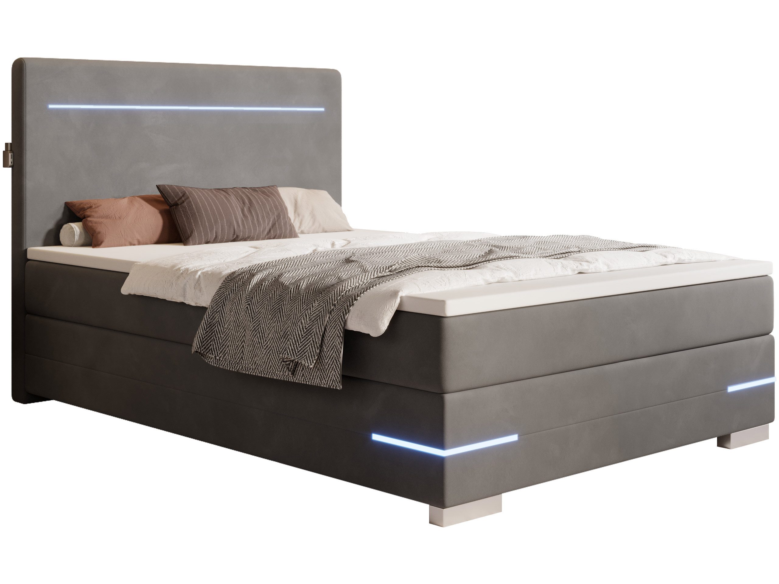 wonello Boxspringbett Portland, Samt Bett mit günstig online kaufen