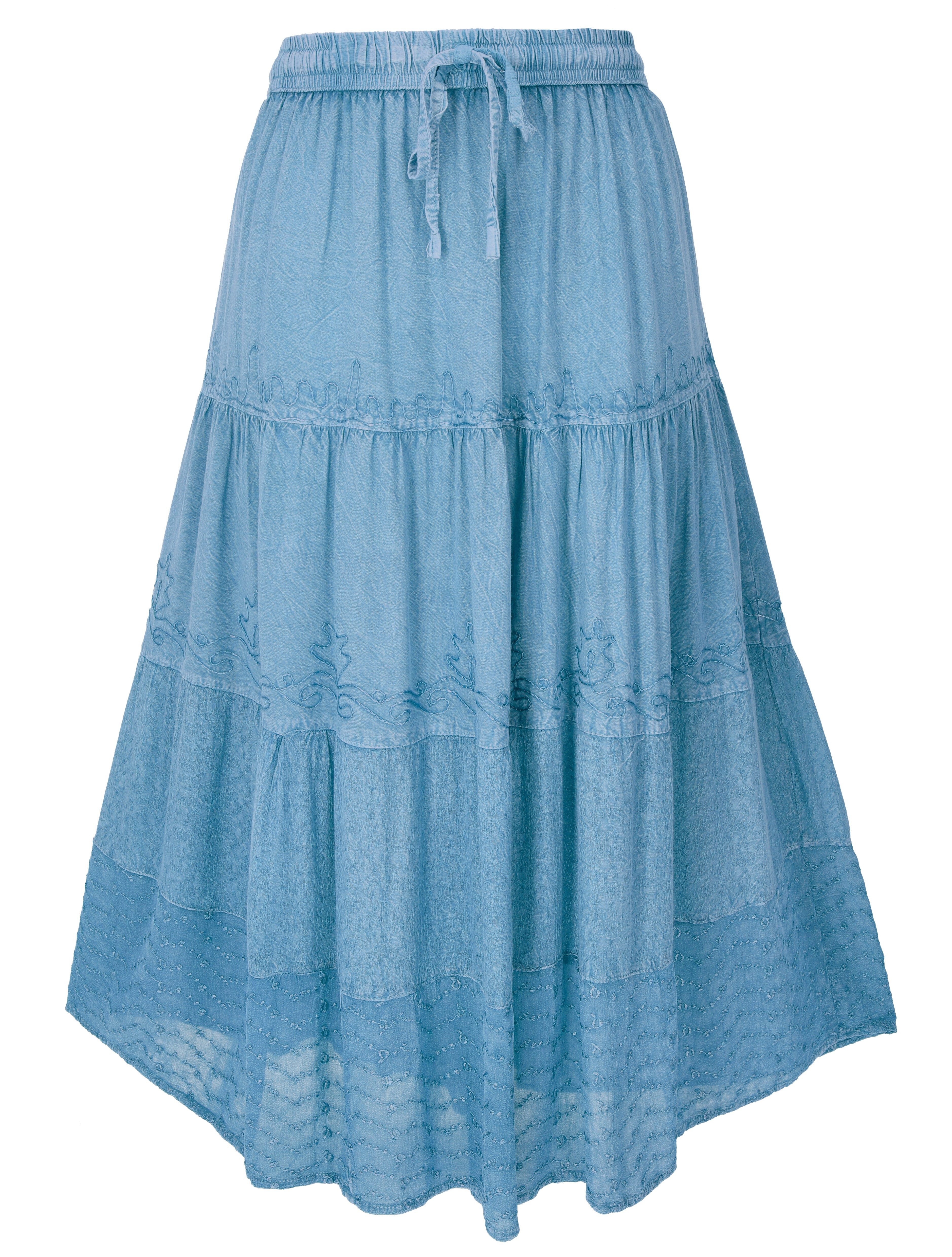 Guru-Shop Minirock Bestickter Boho Hippierock, indischer Maxirock,.. alternative Bekleidung