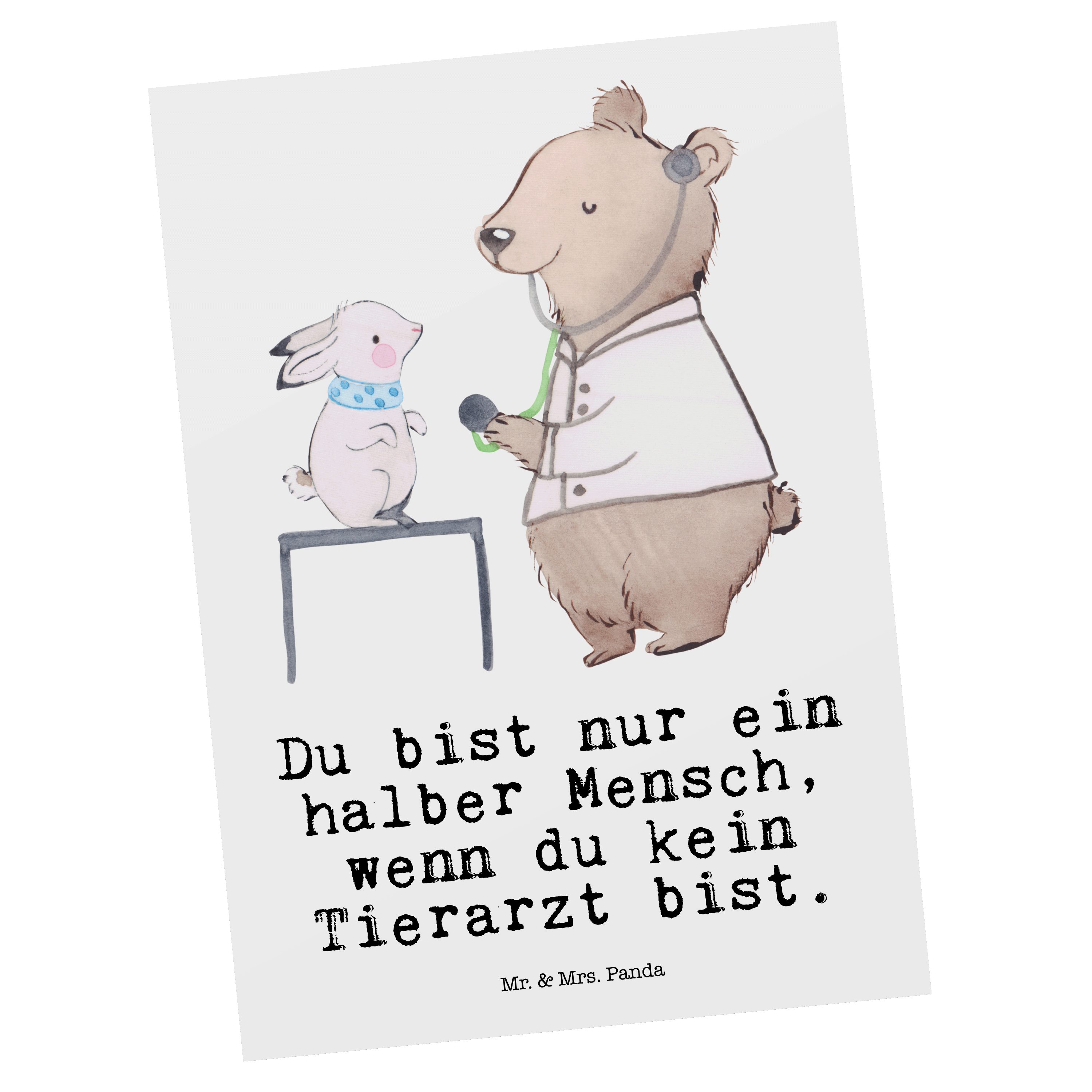 Mr. & Mrs. Panda Postkarte Tierarzt mit Herz - Weiß - Geschenk, Mitarbeiter, Ansichtskarte, Firm