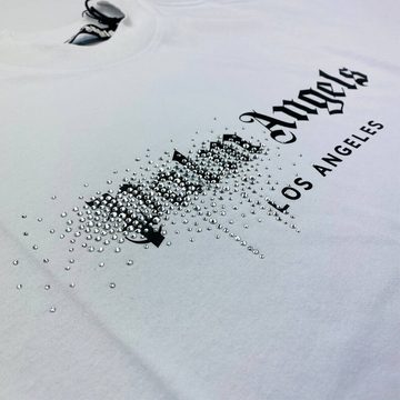 PALM ANGELS T-Shirt Rhinestone Sprayed Classic T-Shirt Weiss