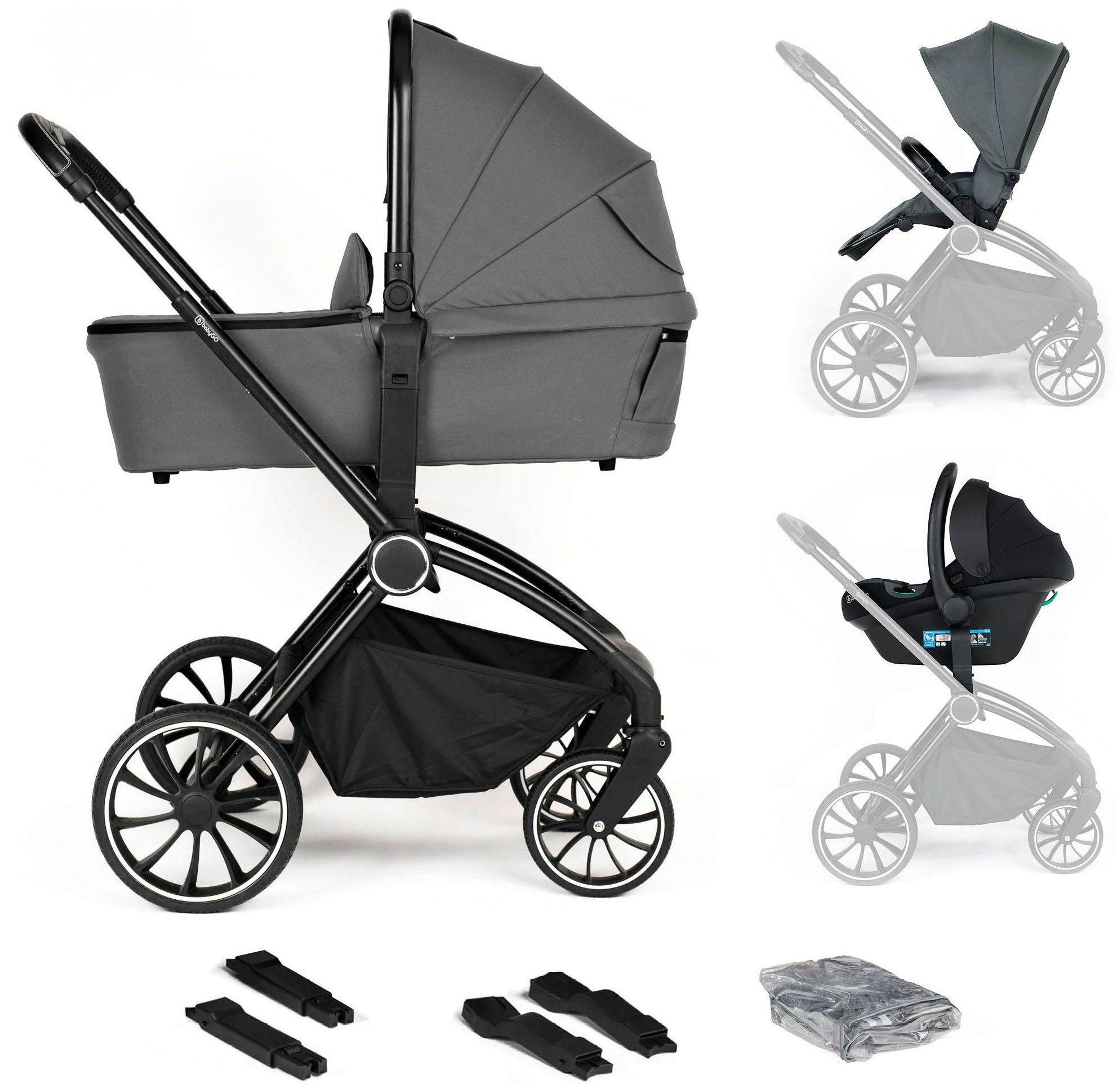 BabyGo Kombi-Kinderwagen Harmony 3in1, (Set), inkl. Babyschale mit Adaptern