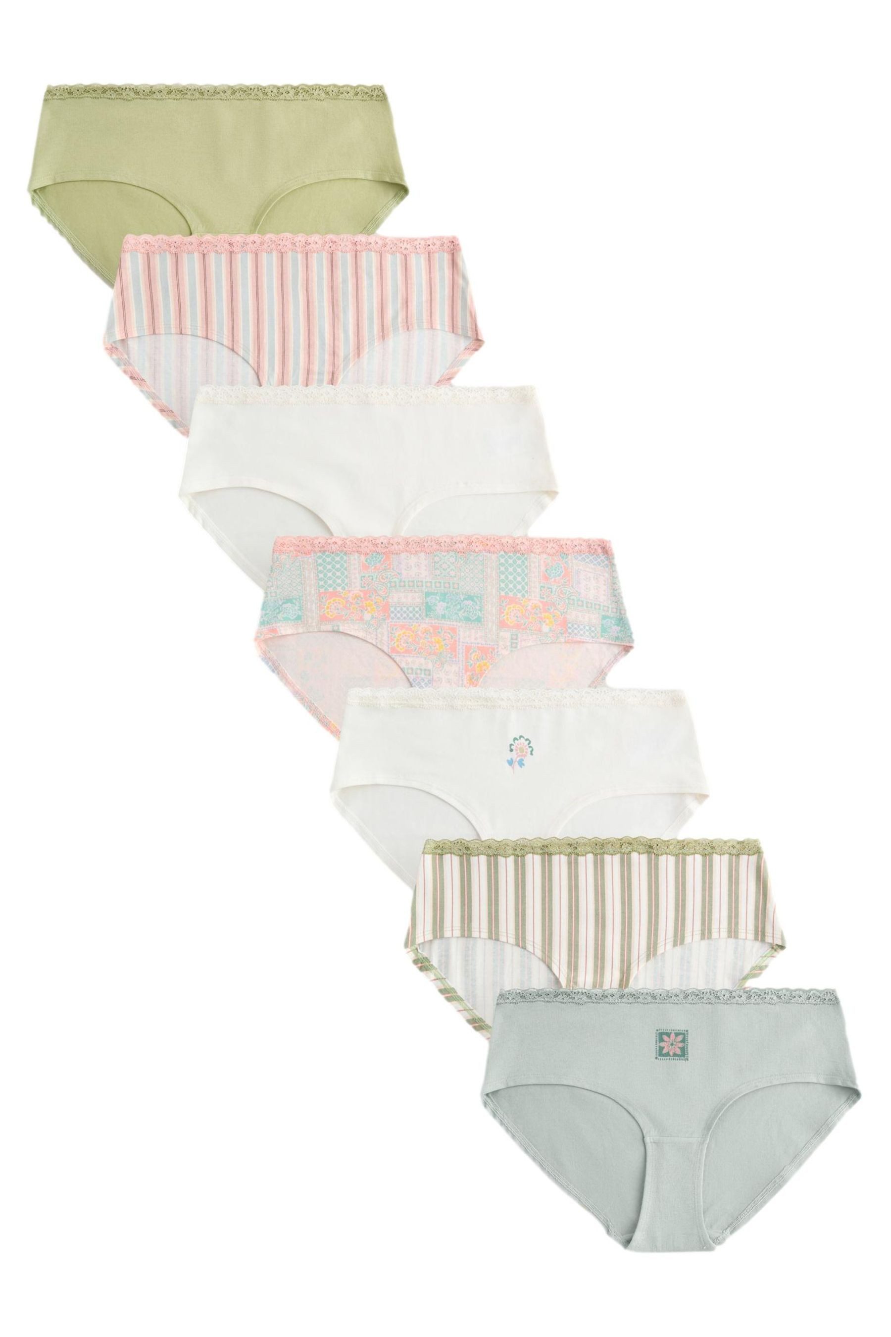 Schlüpfer 7er-Pack Baumwollslips mit Spitze, Shorts