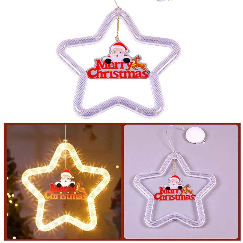 QUBEBU LED Stern Sterne Weihnachtsbeleuchtung Aufhängen Batteriebetriebene, Saugnäpfe, Frohe Weihnachten, LED fest integriert, Fensterbeleuchtung Weihnachten,für Fenster, Kinderzimmer, Weihnachten