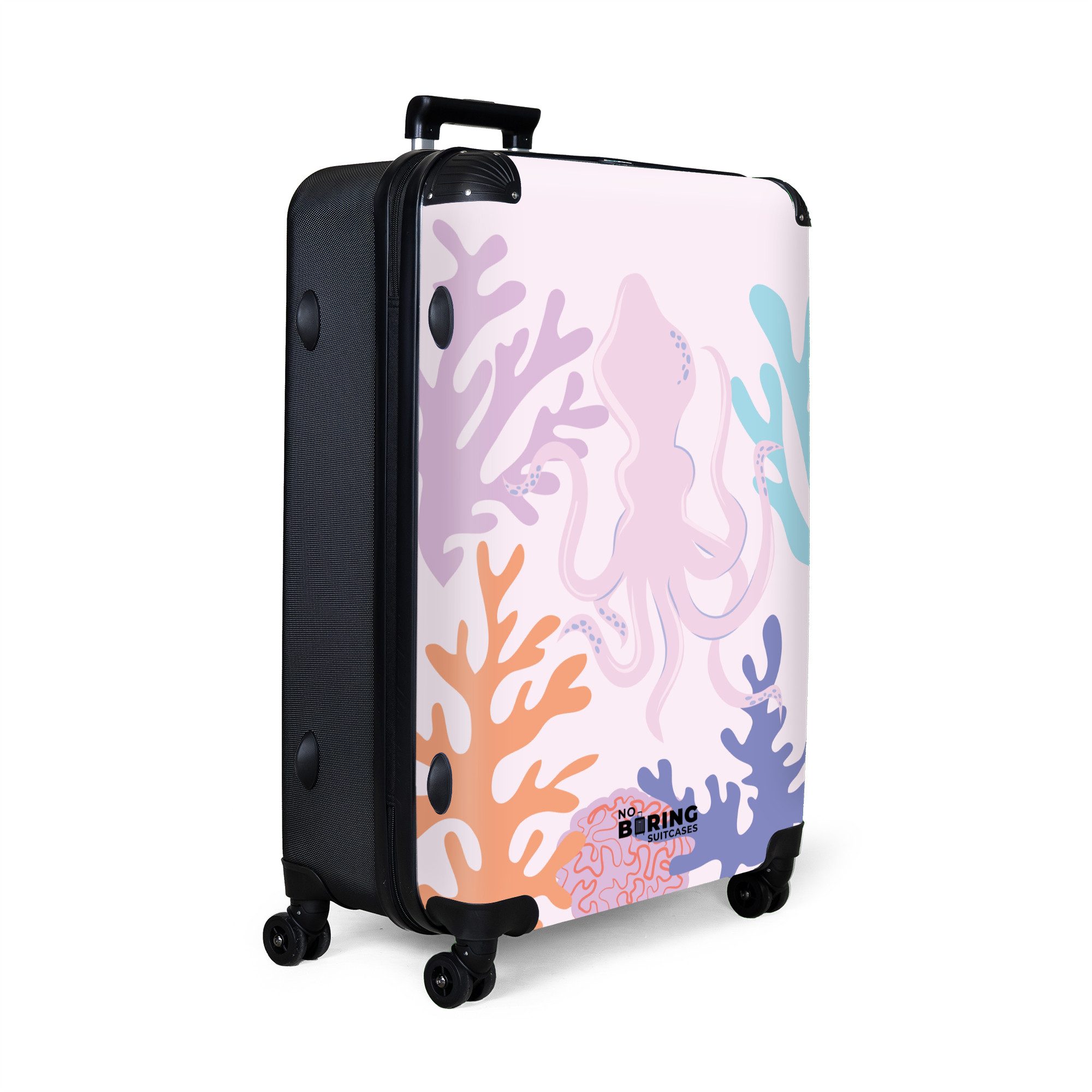 NoBoringSuitcases.com© Hartschalen-Trolley Rosa mit Tintenfisch und günstig online kaufen
