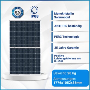 SOLAR-HOOK etm Solaranlage 720W Balkonkraftwerk Set mit Solarmodul, 800W Hoymiles WIFI Mikro-Wechselrichter inkl. 10m Schuko-Kabel