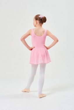 tanzmuster Chiffonkleid Ballett Trikot Minnie mit Chiffon Röckchen Ballettkleid für Mädchen aus wunderbar weichem Baumwollmaterial