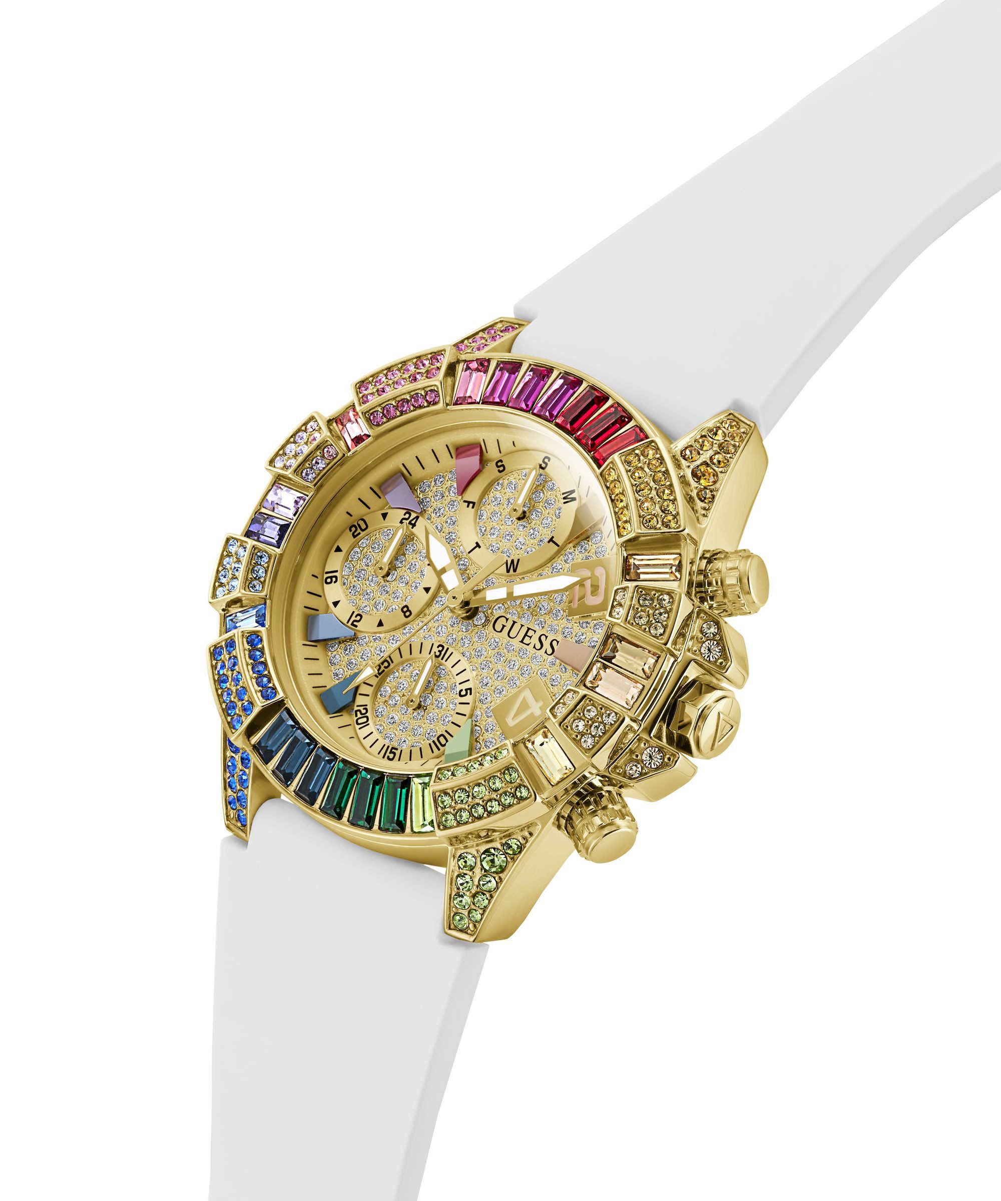 Guess Multifunktionsuhr TRUE GW1047L2, Quarzuhr, Armbanduhr, Damenuhr, Silikonarmband, analog, Wochentag, Tag