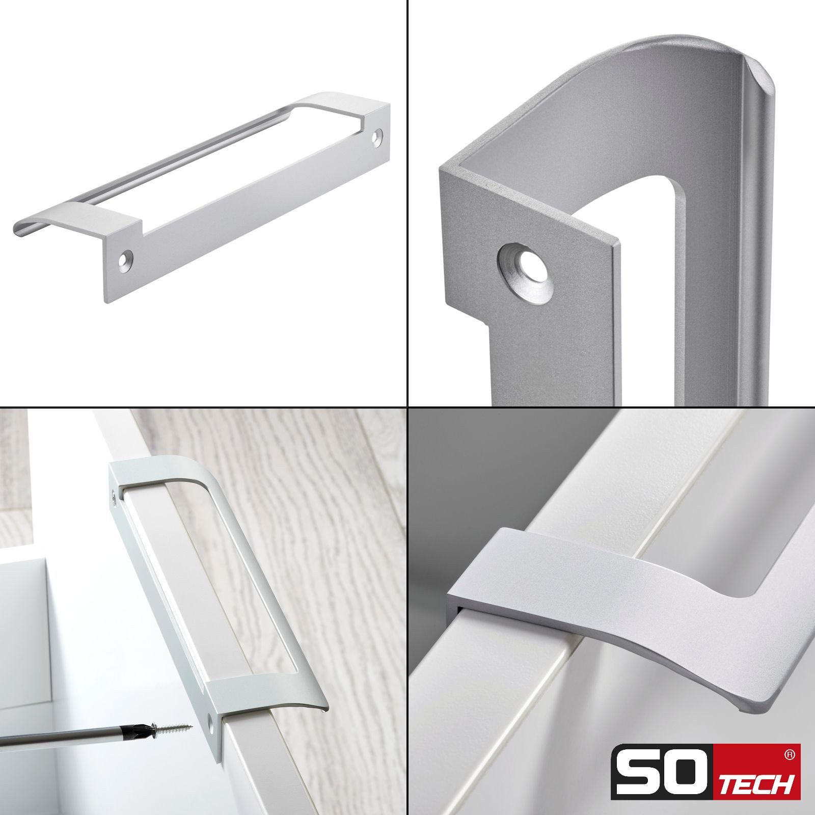 SO-TECH® Möbelgriff LYS Bohrlochabstand (BA) 160 mm Schrankgriff Schubladengriff (Spar-Set, 5-St), Griff passend für Schiebe- oder Falttüren, Chrom matt