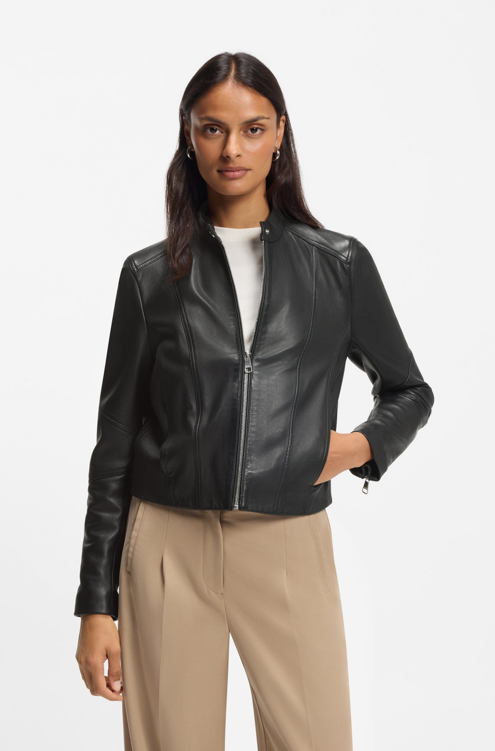 BOSS ORANGE Lederjacke Saleste Premium Damenmode günstig online kaufen
