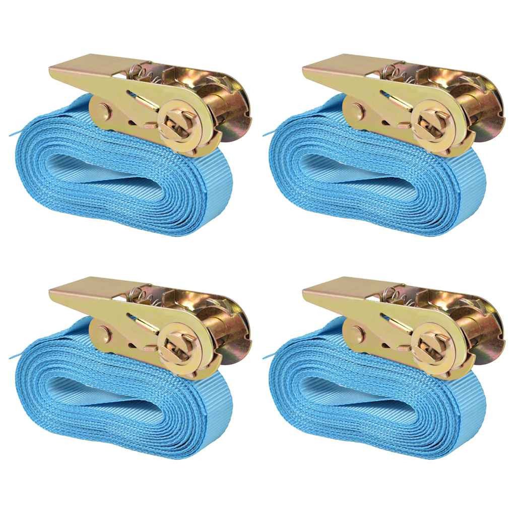vidaXL Spanngurt Ratschen-Spanngurte 4 Stk. 0,8 Tonnen 6m×25mm Blau (4-St)