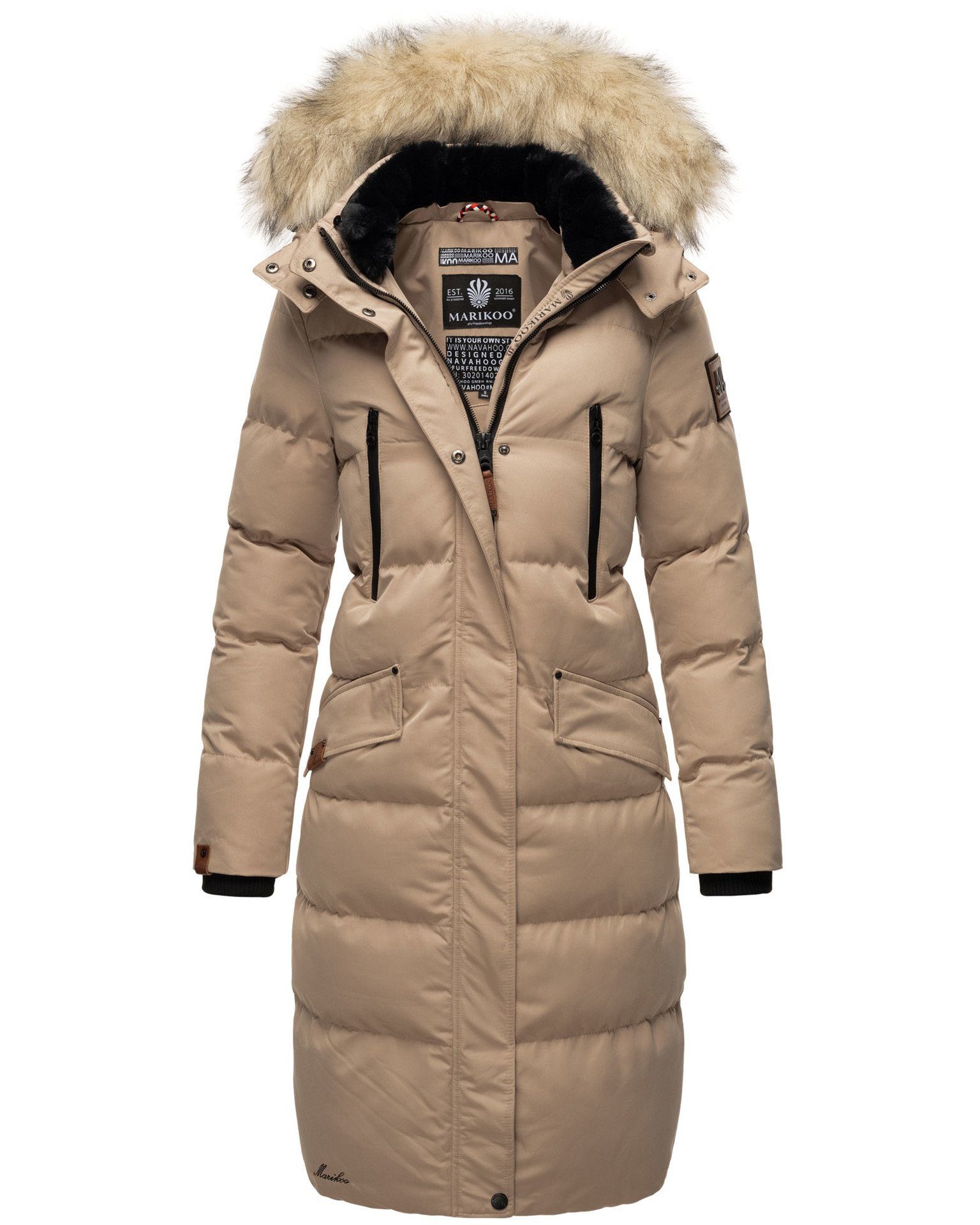 Marikoo Schneejacke Schneesternchen langer Parka mit abnehmbarer Kapuze