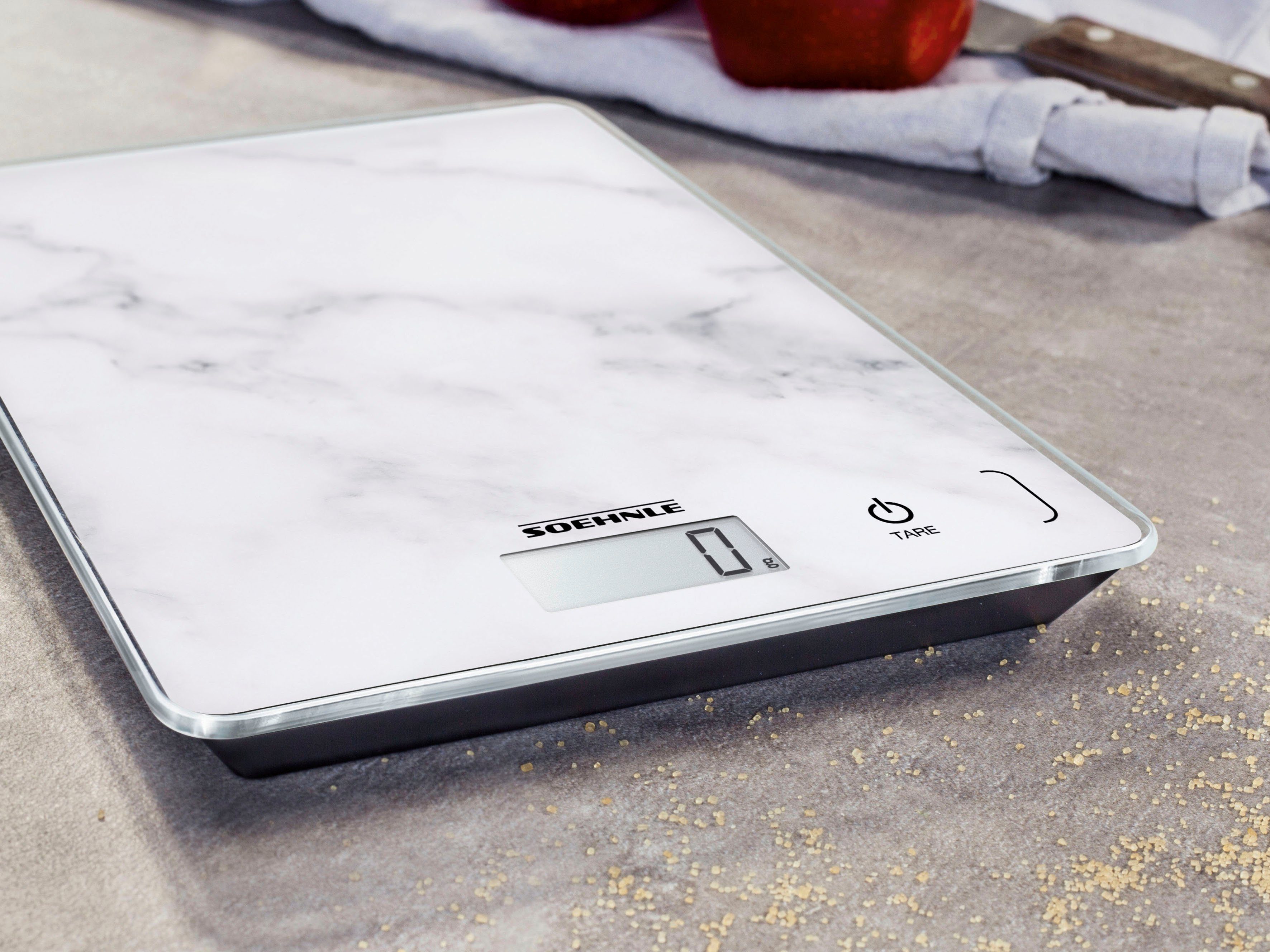 Soehnle Küchenwaage Page Compact 300 Marble, Tragkraft 5 kg, 1 g genaue Teilung