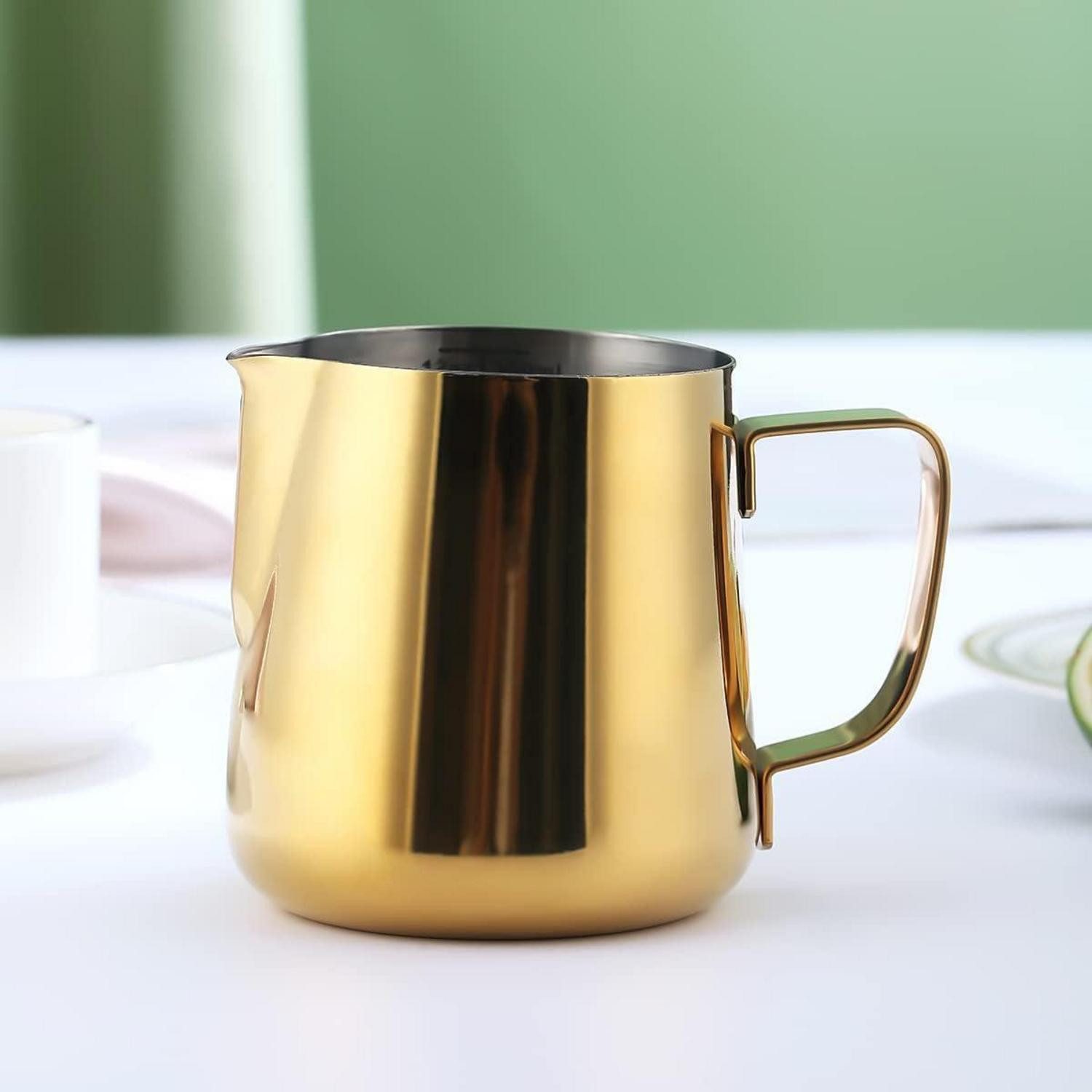 LuxusKollektion Milchkännchen Milchschaumkrug 350ml Edelstahl Dampfkrug Latte Gold 2. Gold 12 Unzen